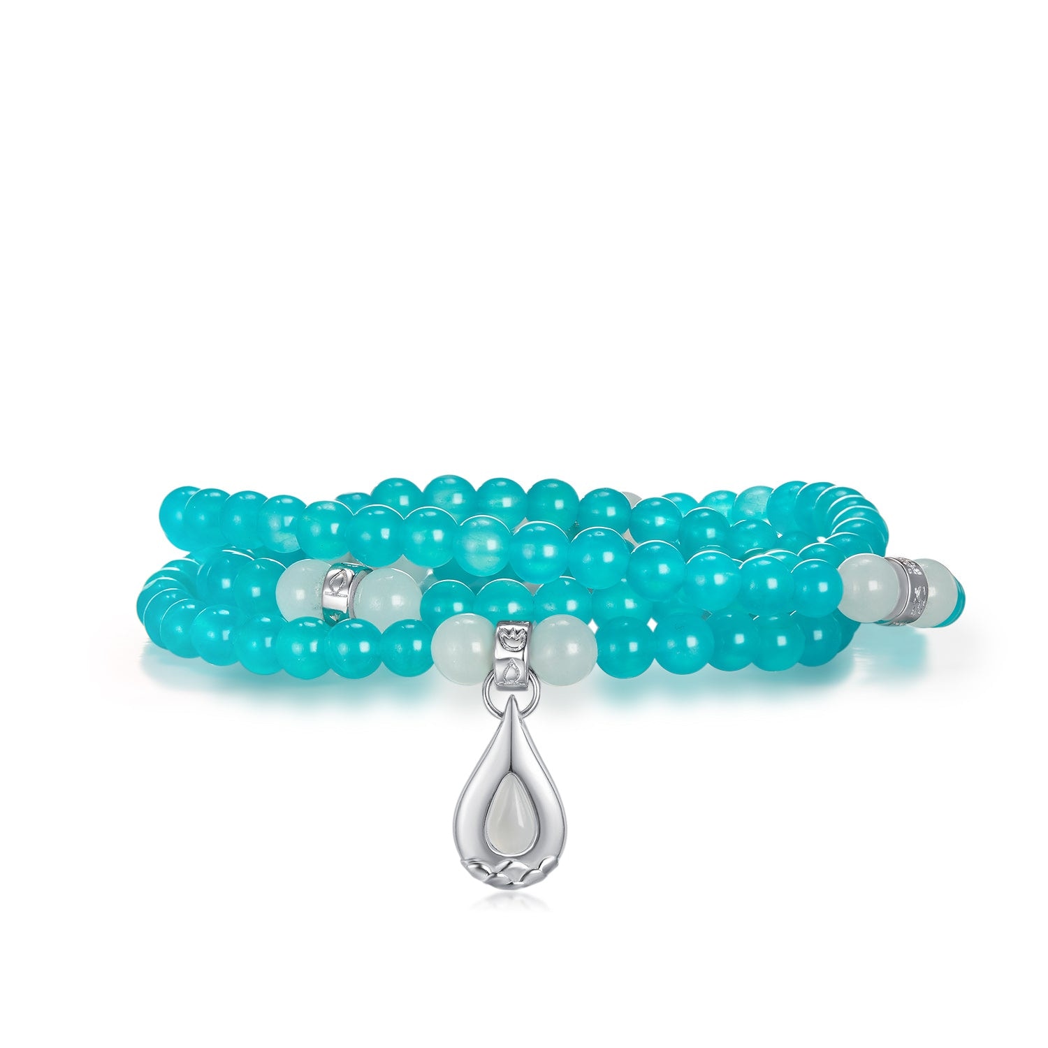Aurozia Women's Five Elements Water/ Sterling Silver Amazonite Waterdrop Pendant Three Layered Crystal Brace In Blue