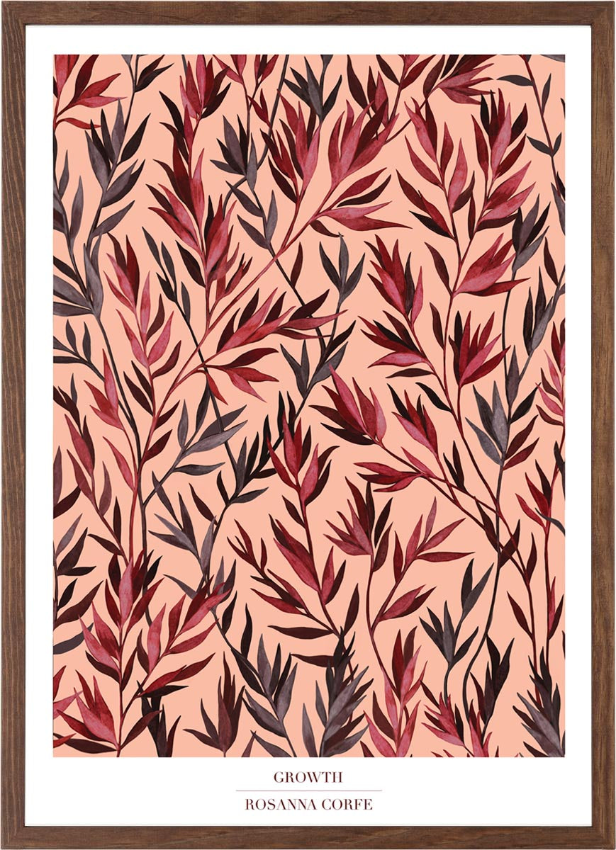 Rosanna Corfe Pink / Purple / Red A3 - 'growth' Blush Pink Botanical Print In Pink/purple/red