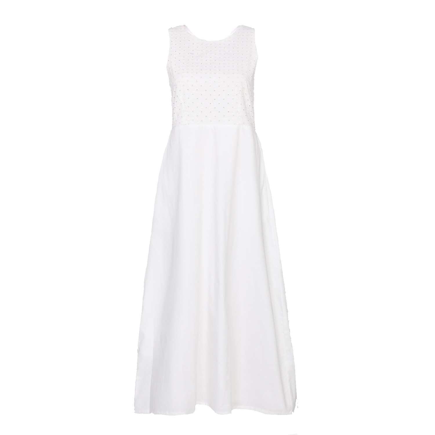 Reistor Women's White Cross-back Midi Cotton Dress In White
