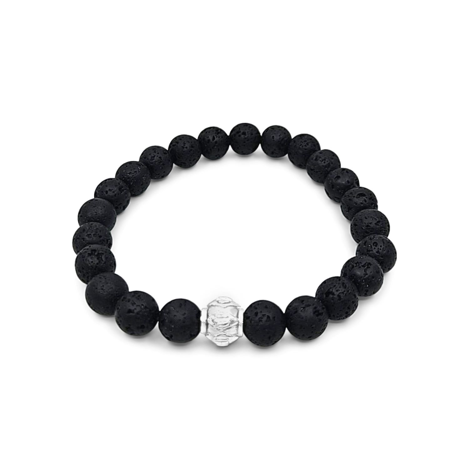 Lutiro Men's Black Lava Beads Bracelet In Black