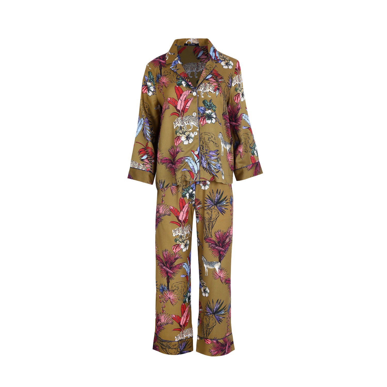 Gg Pyjamas Women s Green Masai Mara long Tencel Pyjama Set ModeSens