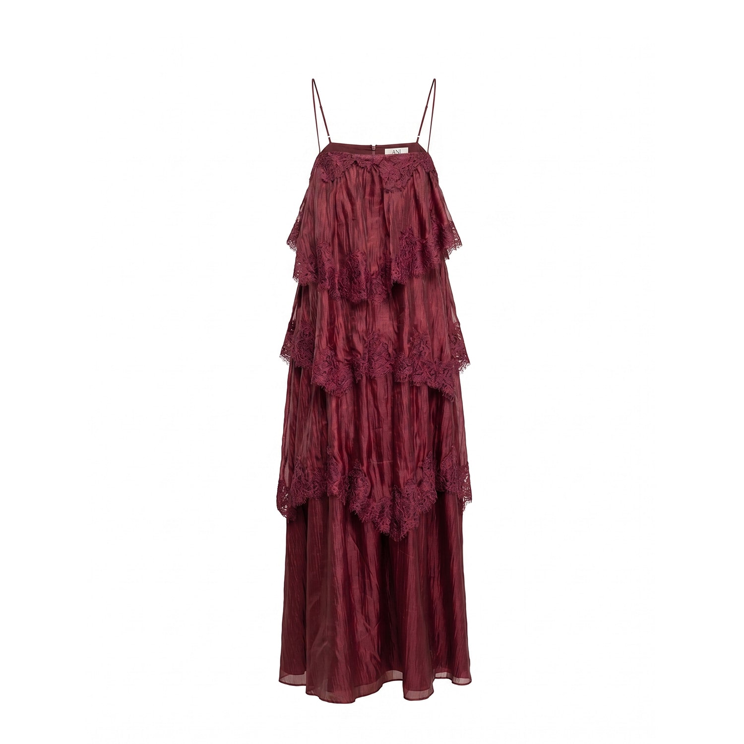 Tantra Spain Sl Women's Red Lace And Ruffle Maxi Dress With Straps Burgandy
