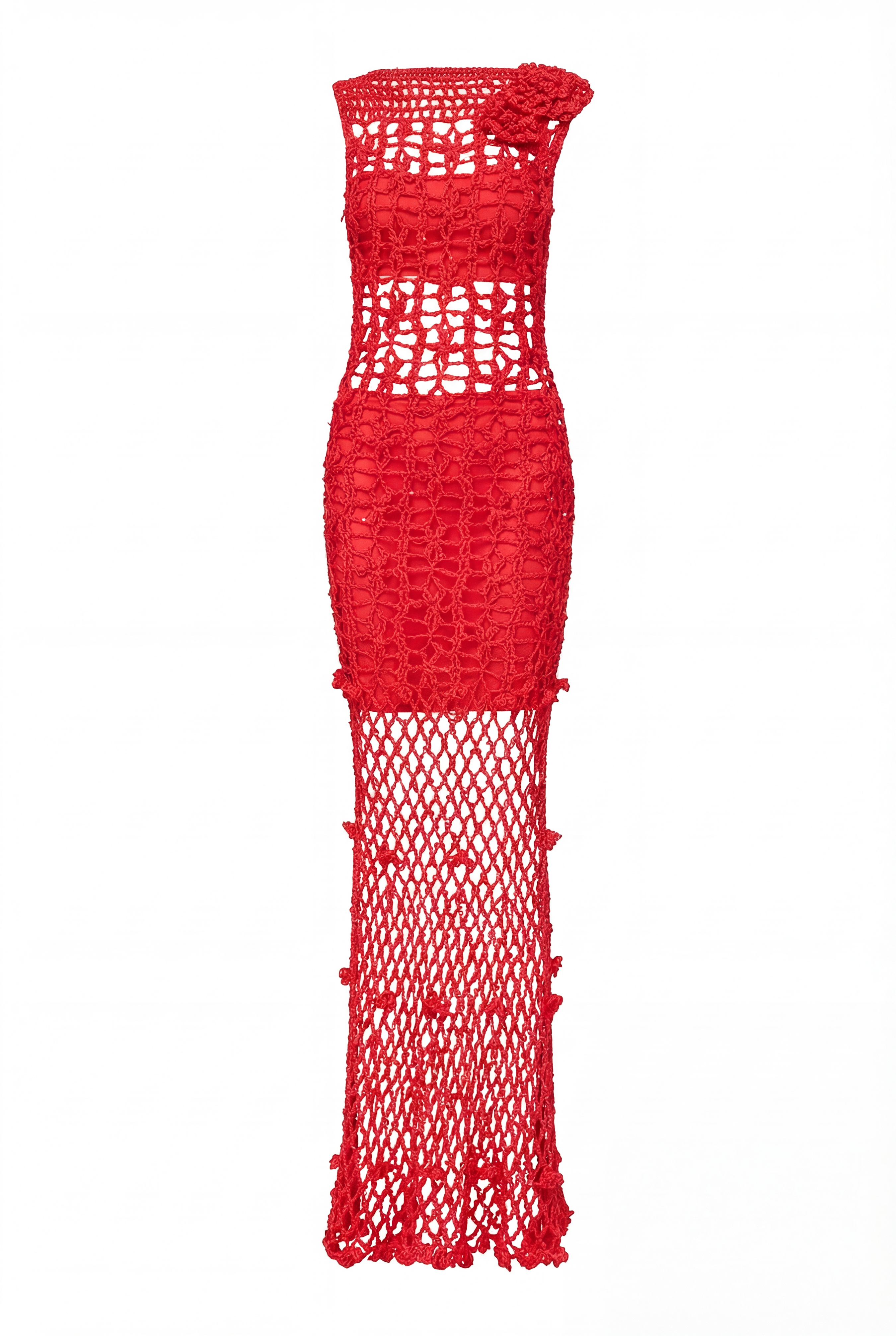 Women's Red Vanilla Handmade Maxi Crochet Dress | Extra Large | Andreeva