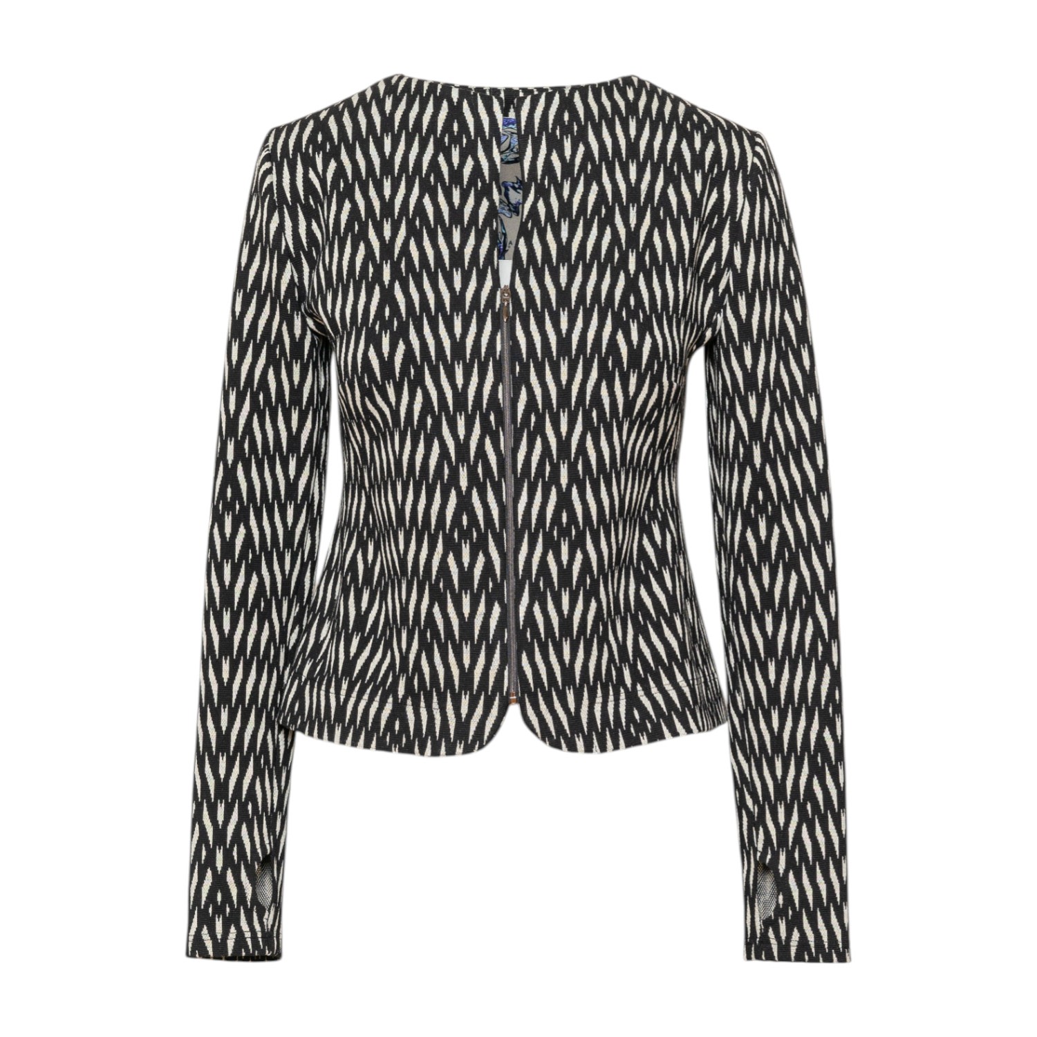 Artista Women's Black / White Arrow Zipped Thumbhole Cuff Jacket In Multi
