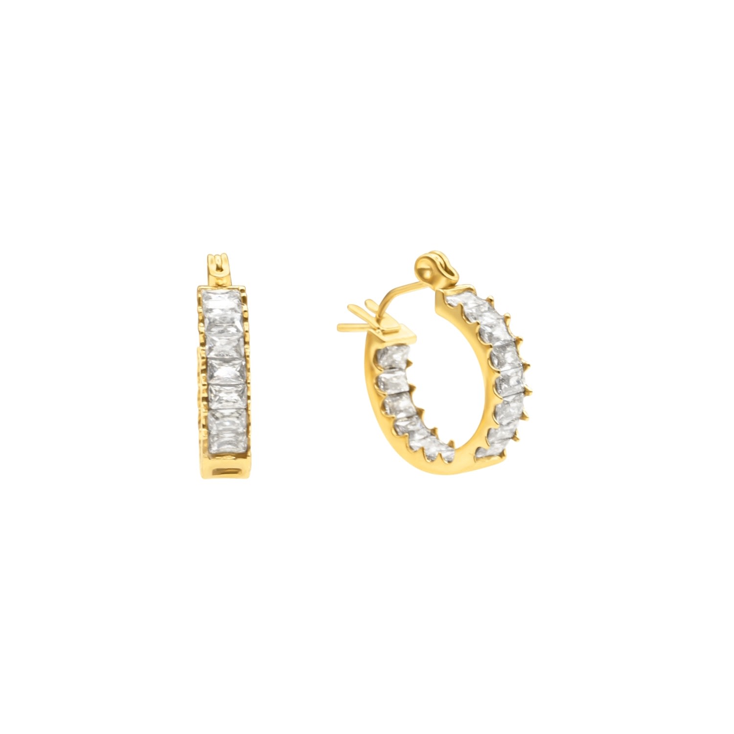 Women’s Gold / Silver Aurelie - 18K Gold Plated Cubic Zirconia Mini Huggie Earrings La Cte Club