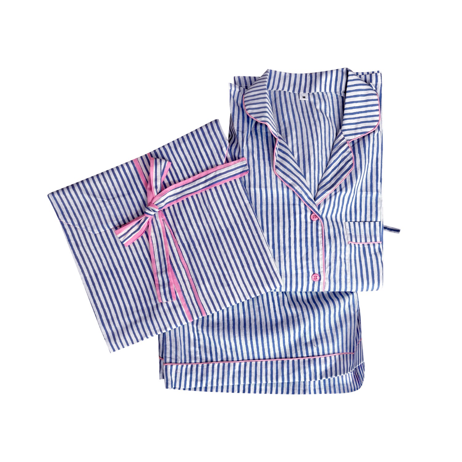 Lilly Loves Women's Blue Striped Pyjamas Short Set