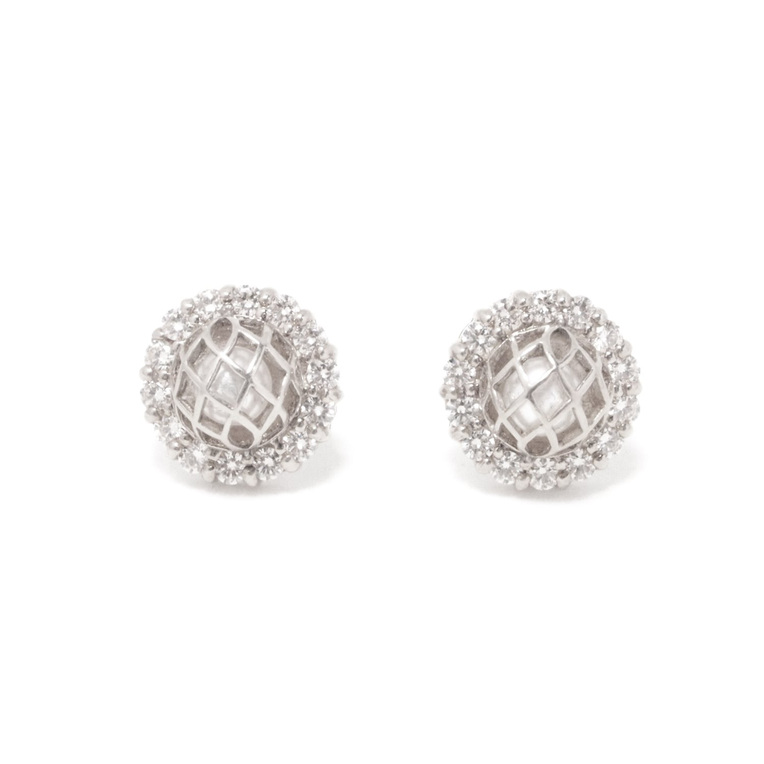 Women’s Silver Small Signature Cz 1 Pearl Earrings White Gold Matara