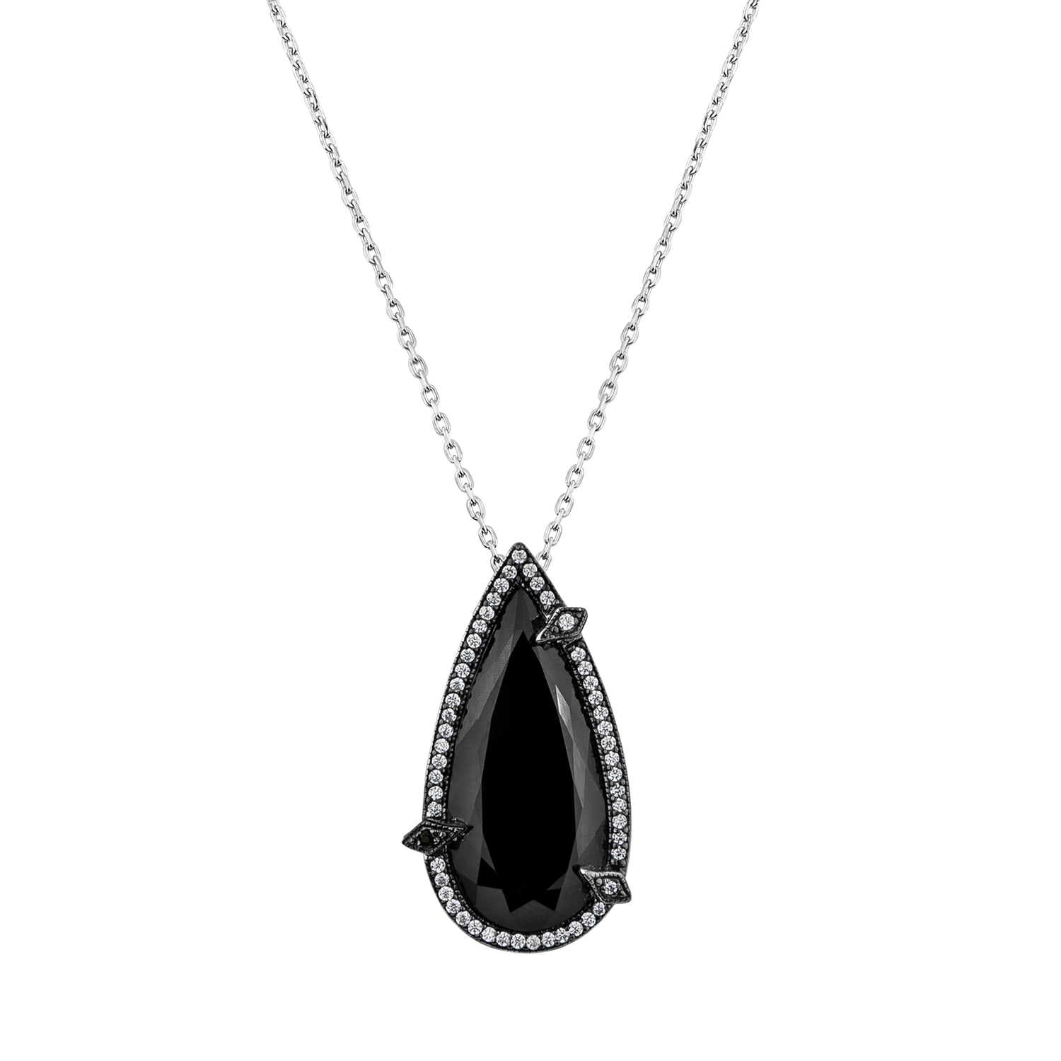 Sally Skoufis Women's Black / White / Silver Nourish Necklace With Natural Black Diamond & Man Made Cz Diamond Sti In Multi