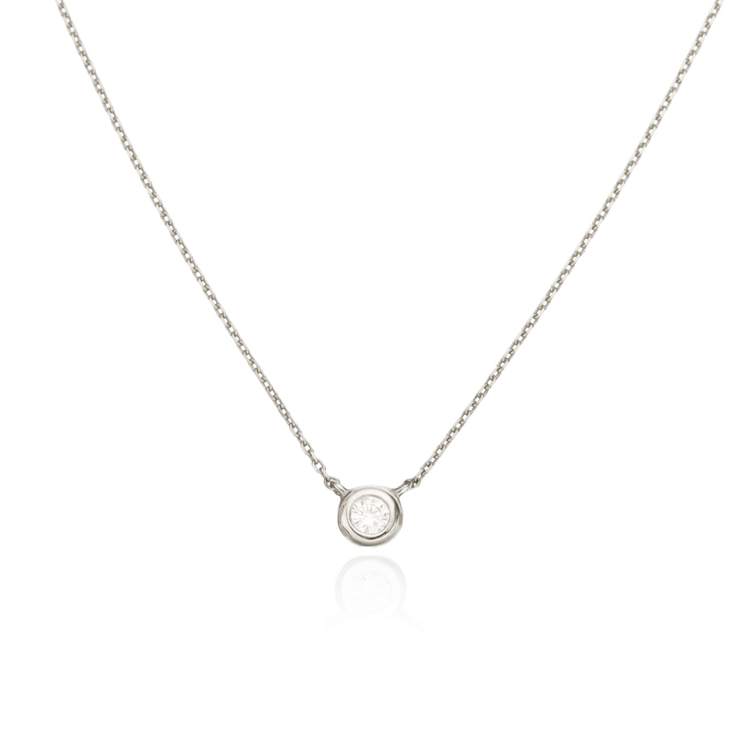 Lily & Roo Women's Silver Solid White Gold Floating Diamond Necklace In Silver