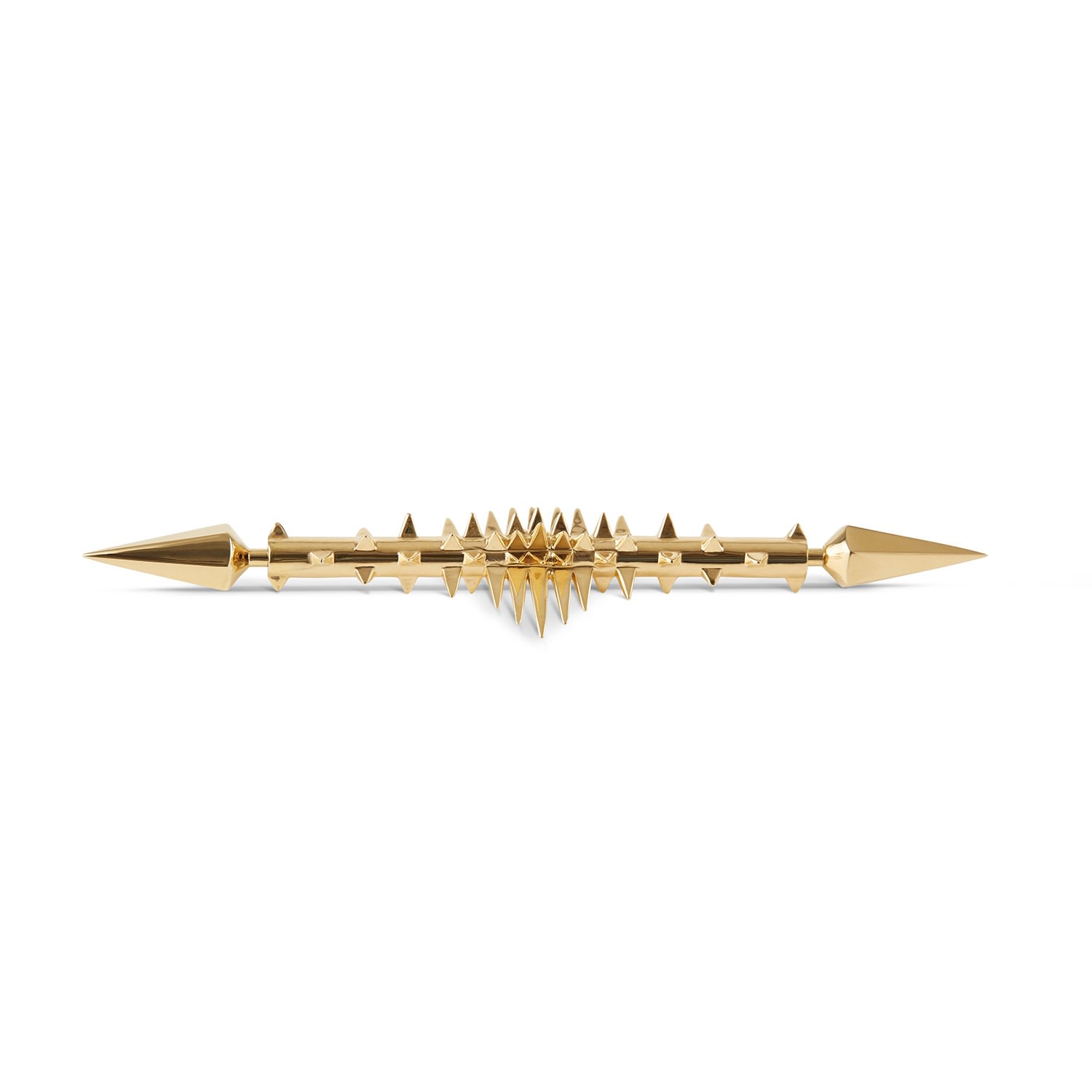 Kasun Men's Collar Bar With Armoured Studded Sleeve Gold In Gold