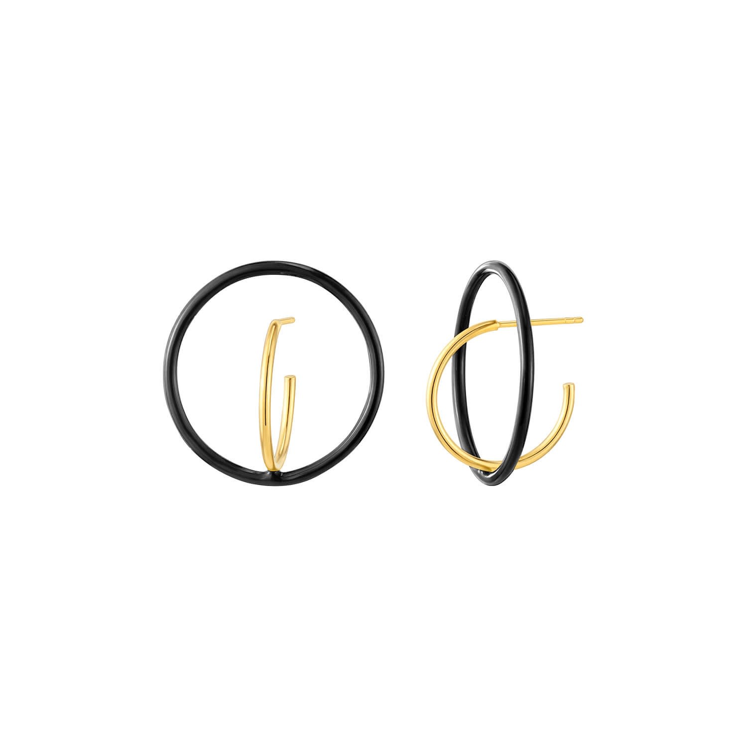 Gold & Honey Women's Gold / Black Floating Enamel Earrings In Black In Multi