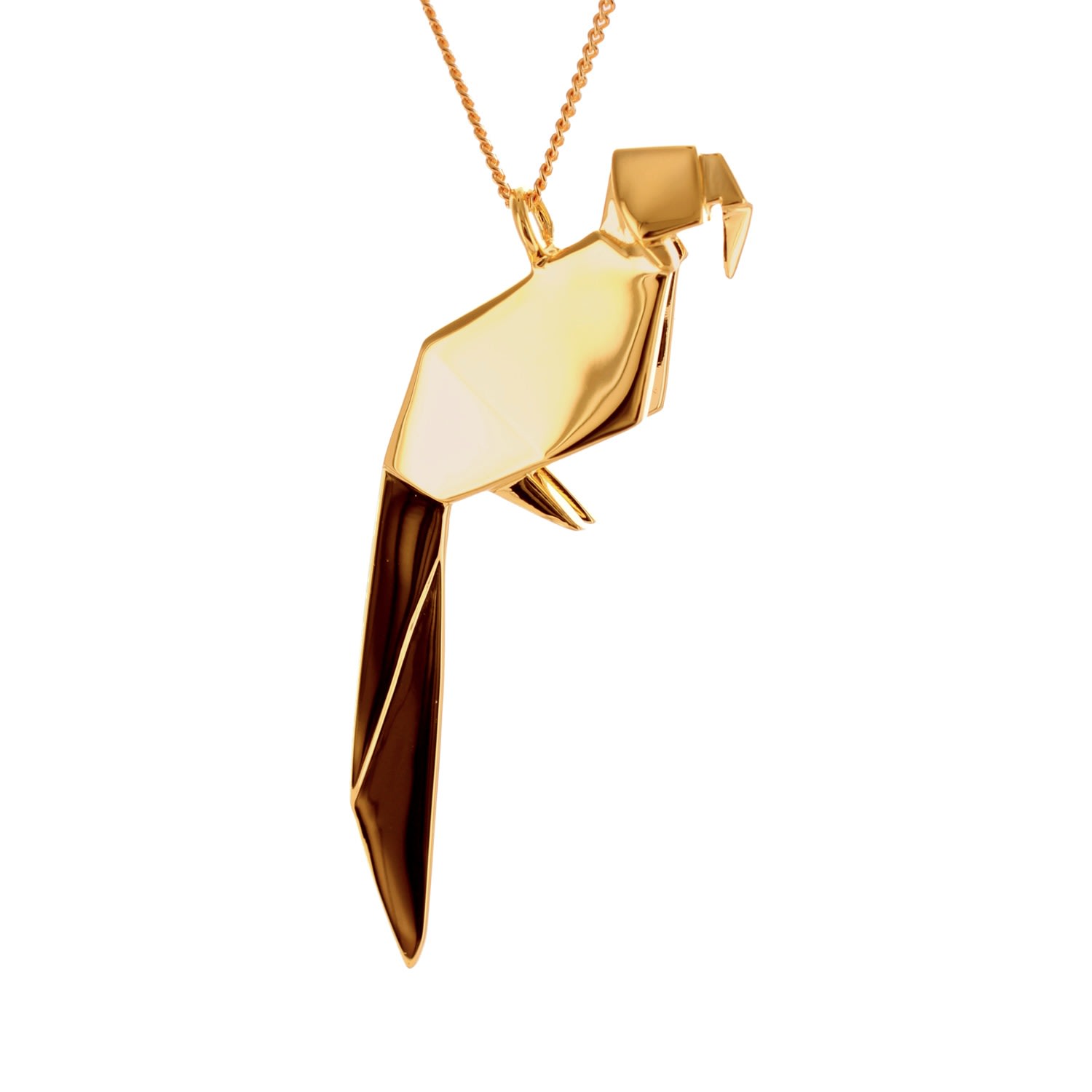 Women’s Parrot Necklace Sterling Silver Gold Plated Origami Jewellery