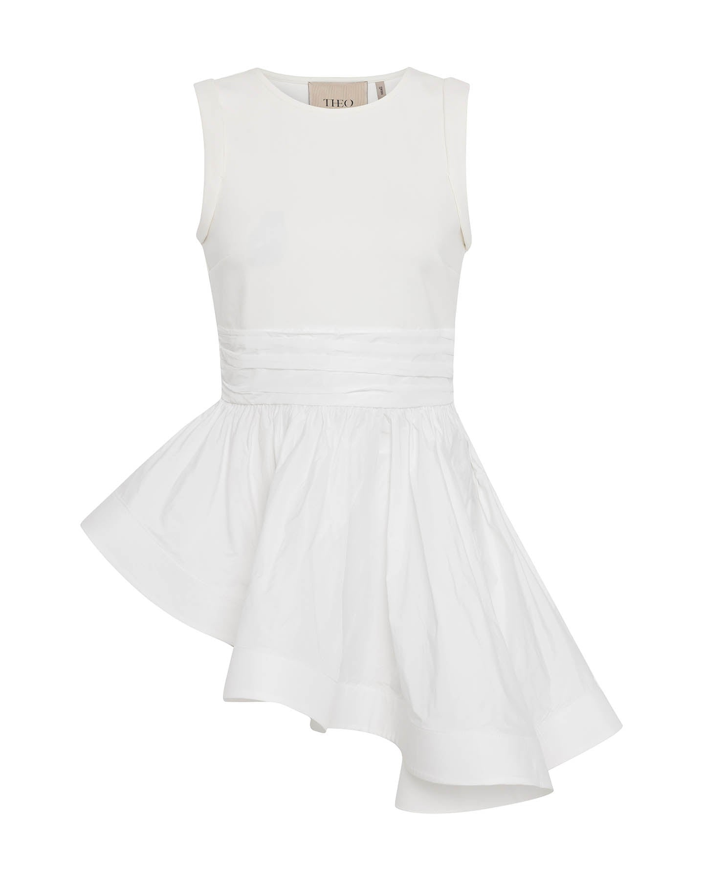 Theo The Label Women's White Theia Peplum Mix-media Top - Coconut Milk In White