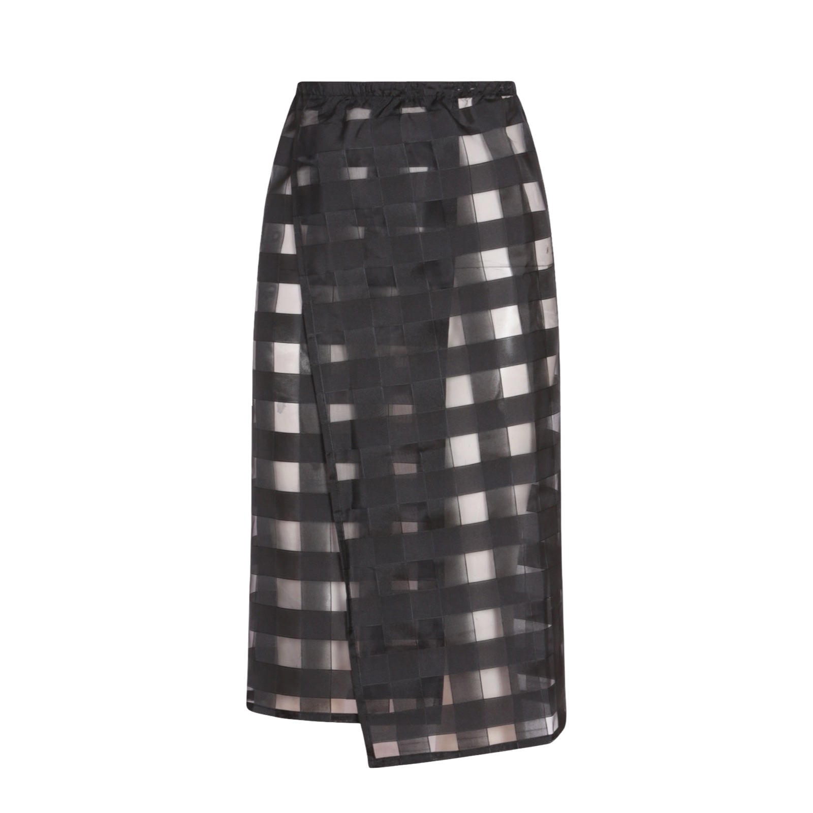 London Atelier Byproduct Women's Black Checkered Organza Wrap Skirt In Black