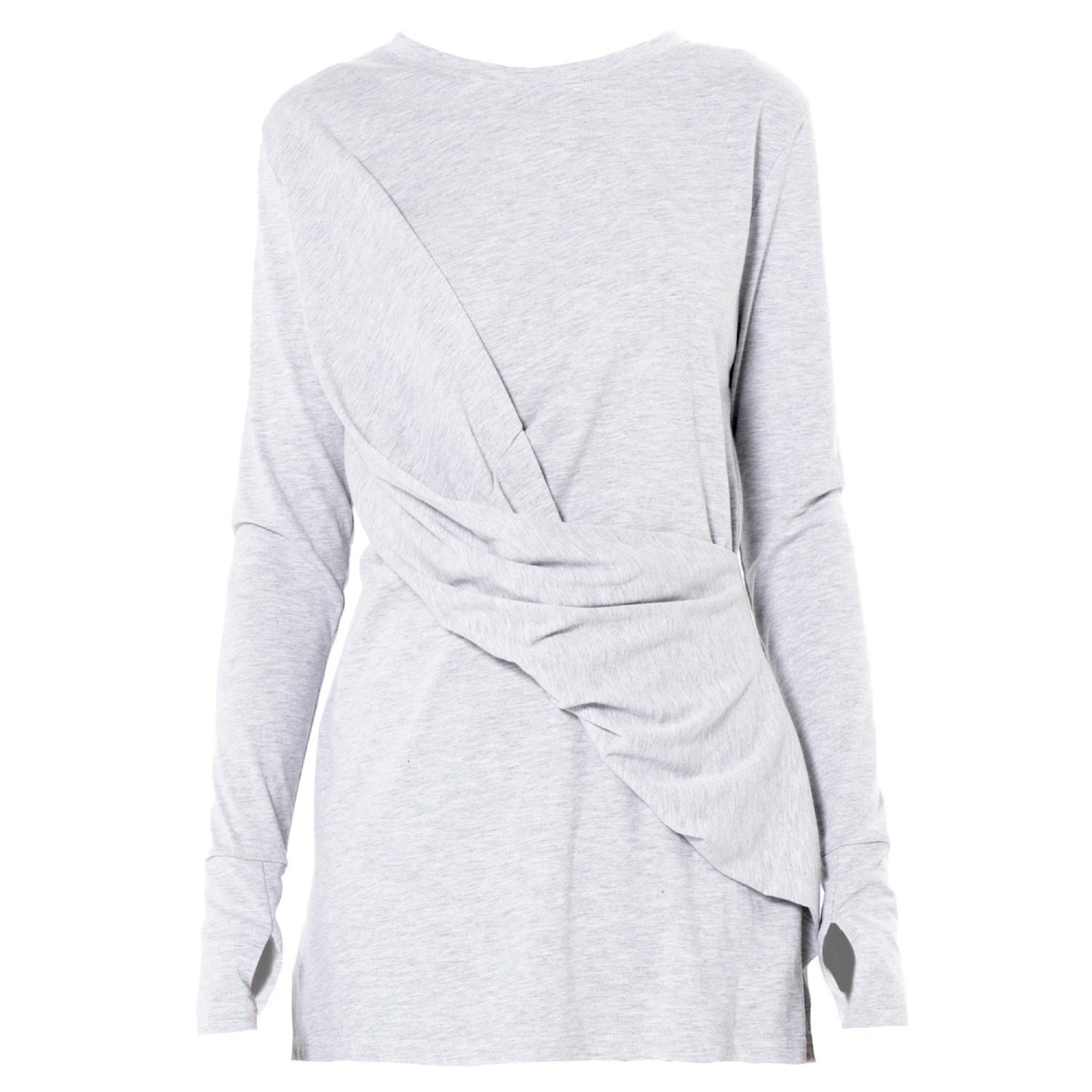 Women&rsquo;s Grey / Black Cotton Slim Fit Top With Thumbhole Sleeves In Gray | 3Xl | Metamorphoza