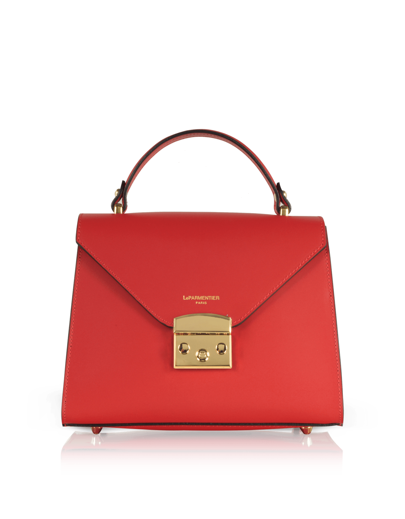 Le Parmentier Women's Peggy Leather Top Handle Satchel Bag - Red In Red