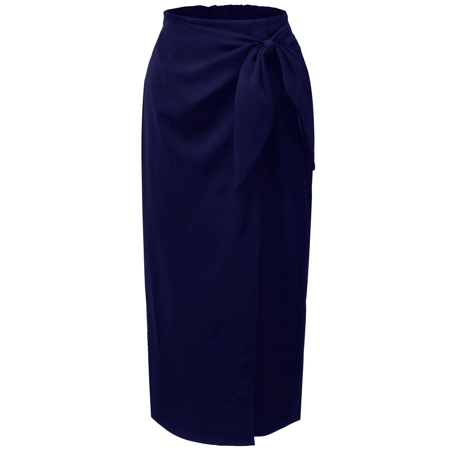 Smart And Joy Women's Blue Wrap Skirt Tied On Side - Navy