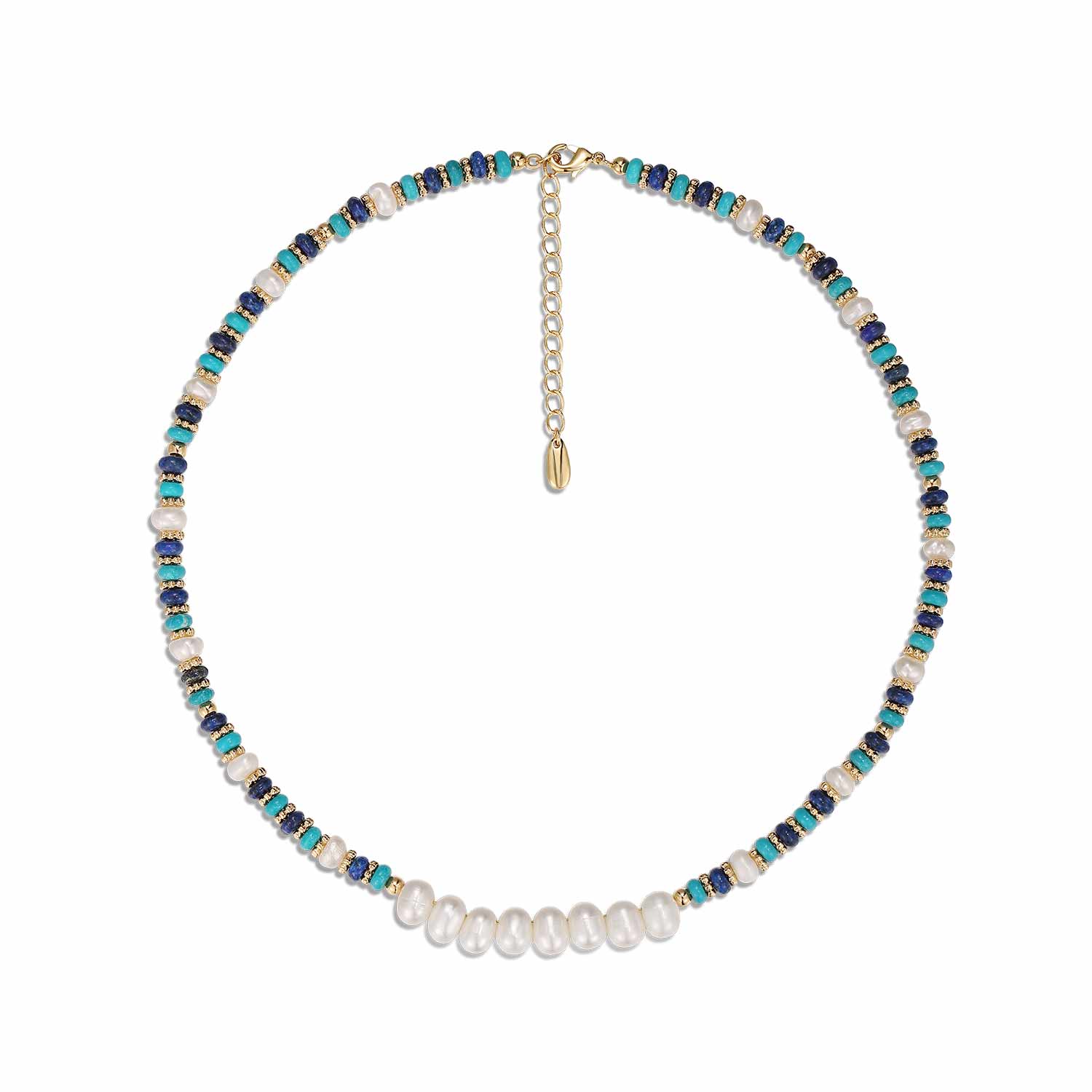 Women’s Blue / Gold / White Thetis Necklace Retro Chic