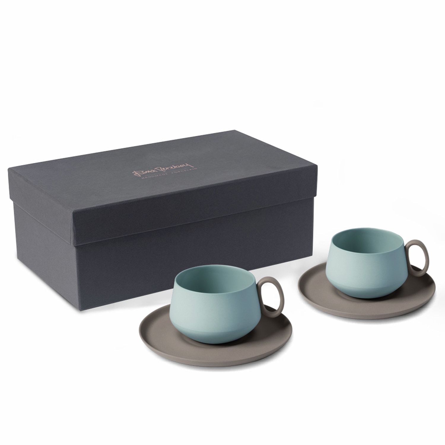 Esma Dereboy Grey / Blue Tube Tea Cup Set Of Two Rock Aqua Colour In Blue