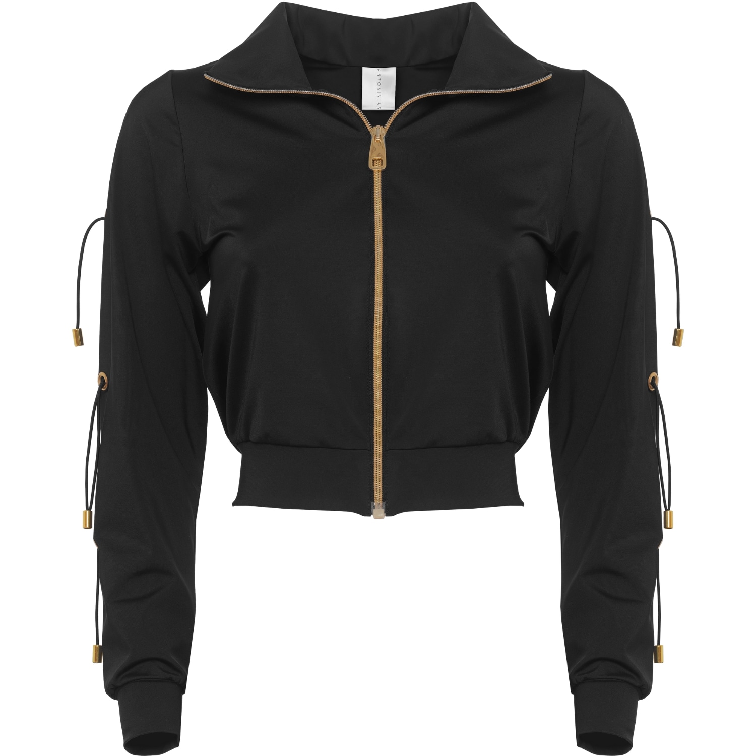 Antoninias Women's Fitcy Short Tracksuit Jacket With Golden Details In Black In Black