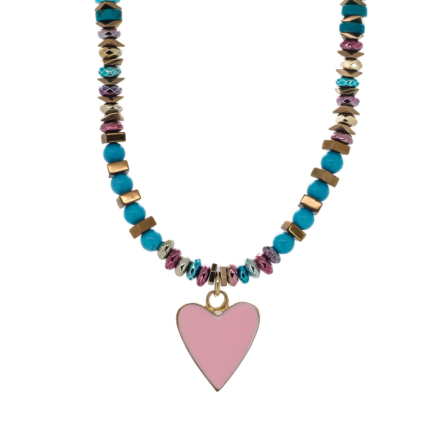 Women’s Blue / Pink / Purple Turquoise Pink Love Choker Necklace - Turquoise Ebru Jewelry