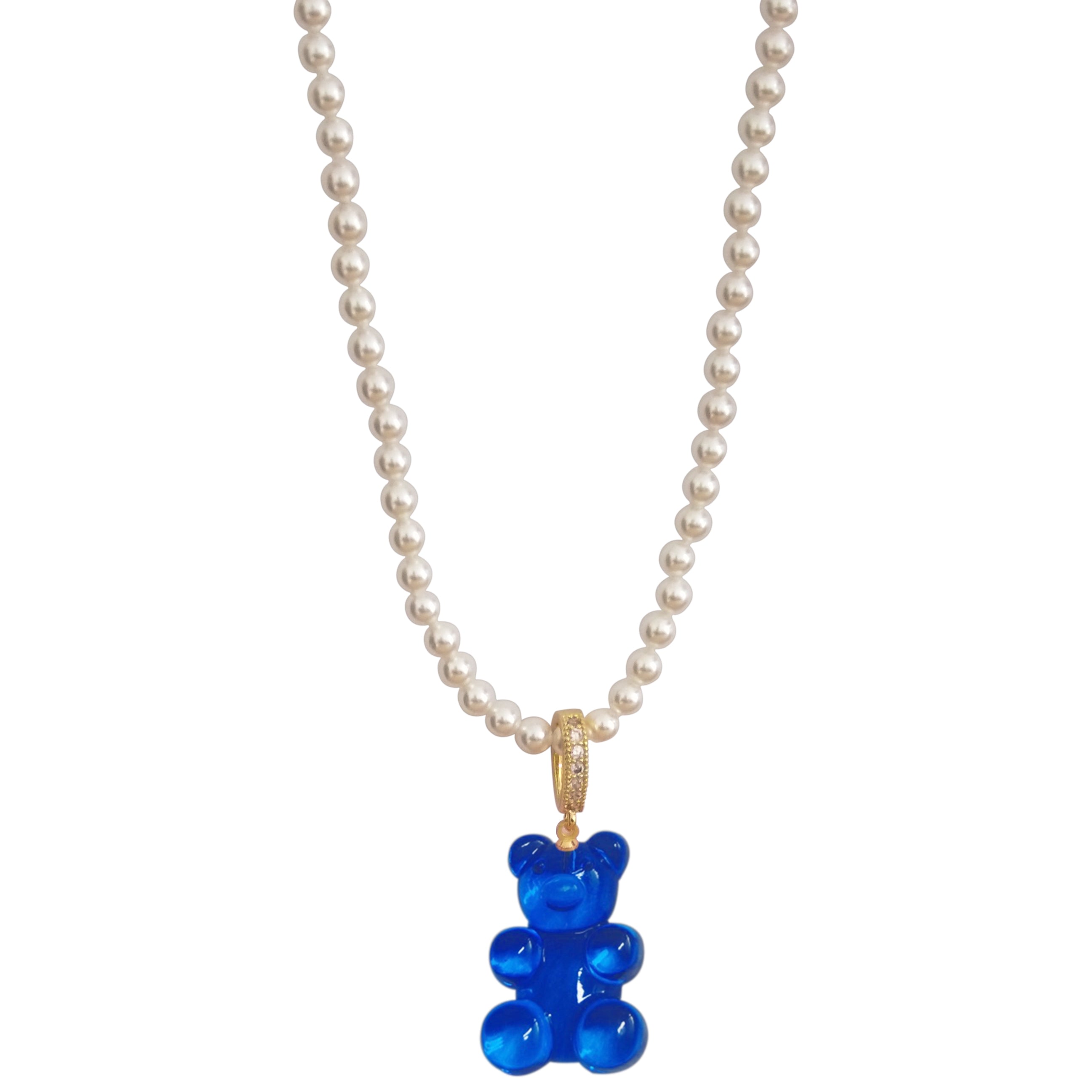 Women’s Blue Shell Bead Necklace And Gummy Bear Pendant Ninemoo