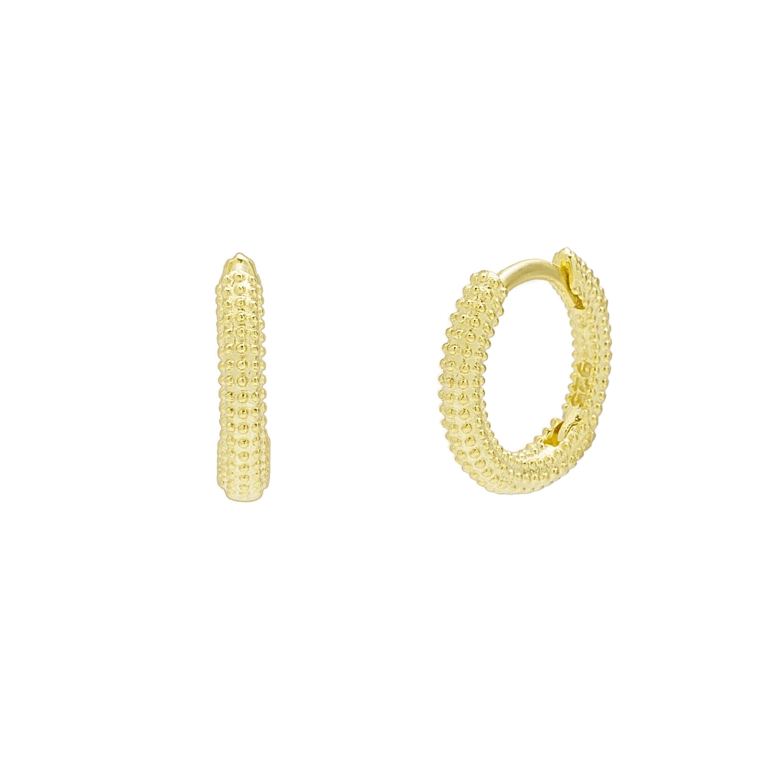 Women's Sterling Silver Textured Pebble Hoops - Gold | Spero London