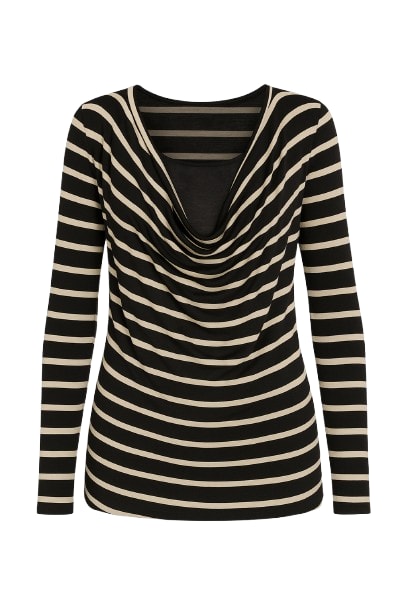 Conquista Women's Black Striped Layer Top In Black