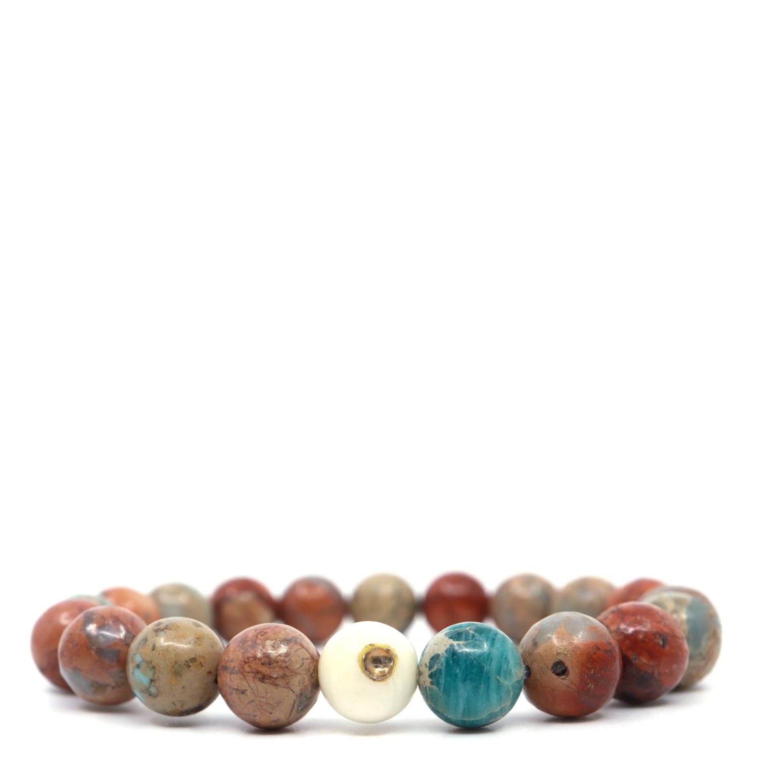 Men’s Green / Neutrals African Opal, Teal Sea Sediment Jasper, White Coral & Diamonds Beaded Bracelet Shar Oke