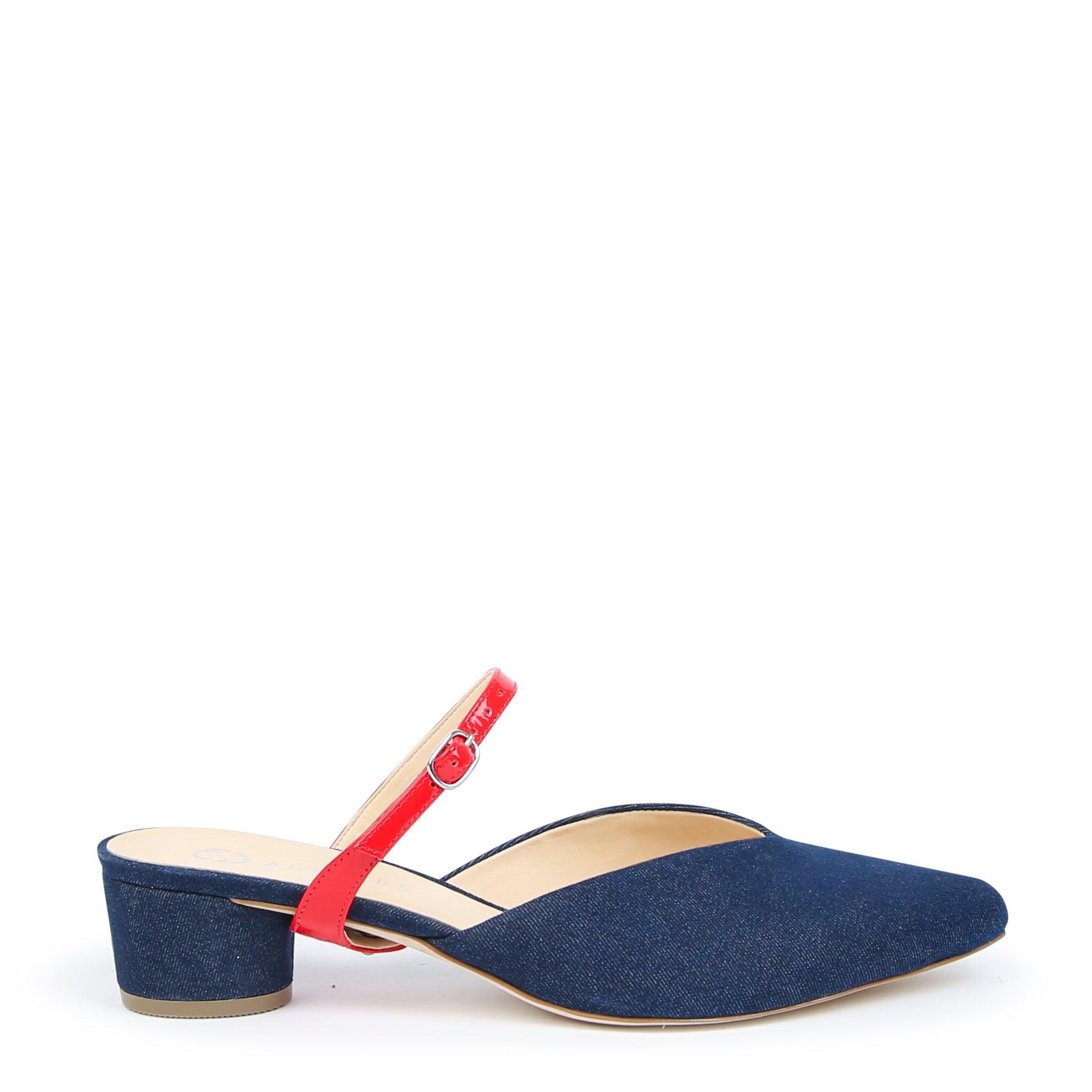 Alterre Women's Blue Recycled Denim Twiggy V Slide In Blue