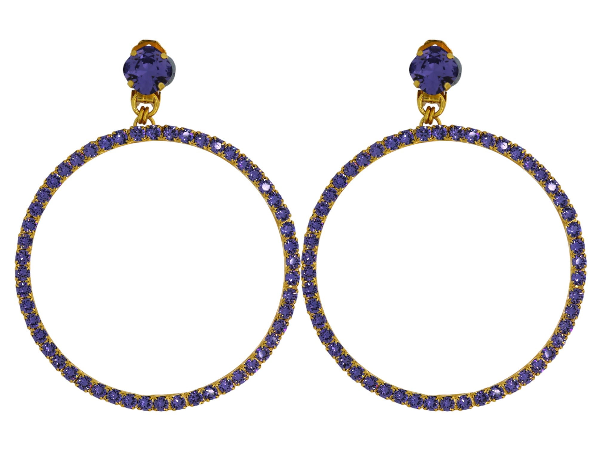 Vickisarge Women's The Large Purple Hoop Earrings In Gold - Pierced In Purple