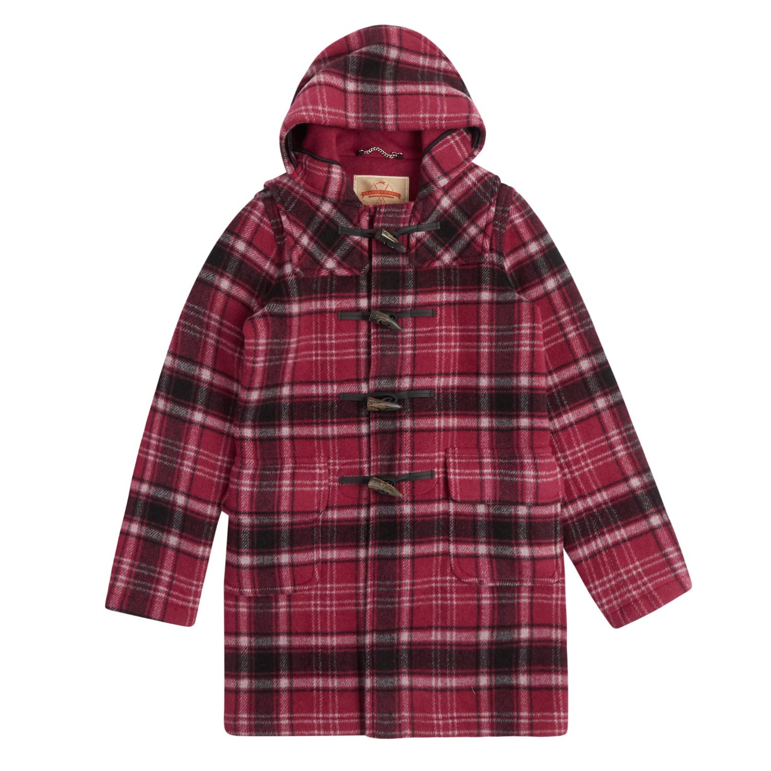 Pink / Purple Women’s Water Repellent Duffle Coat - Purple Tartan Medium Burrows & Hare