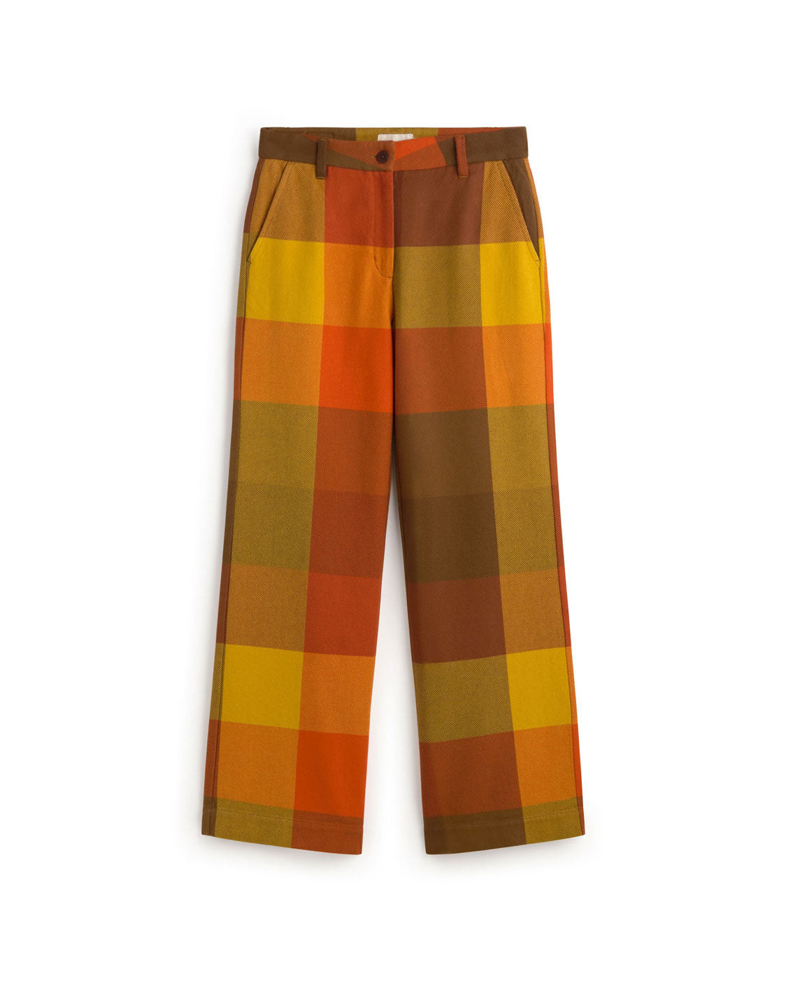 Thinking Mu Women's Brown Checkered Straight Hermione Pants In Brown