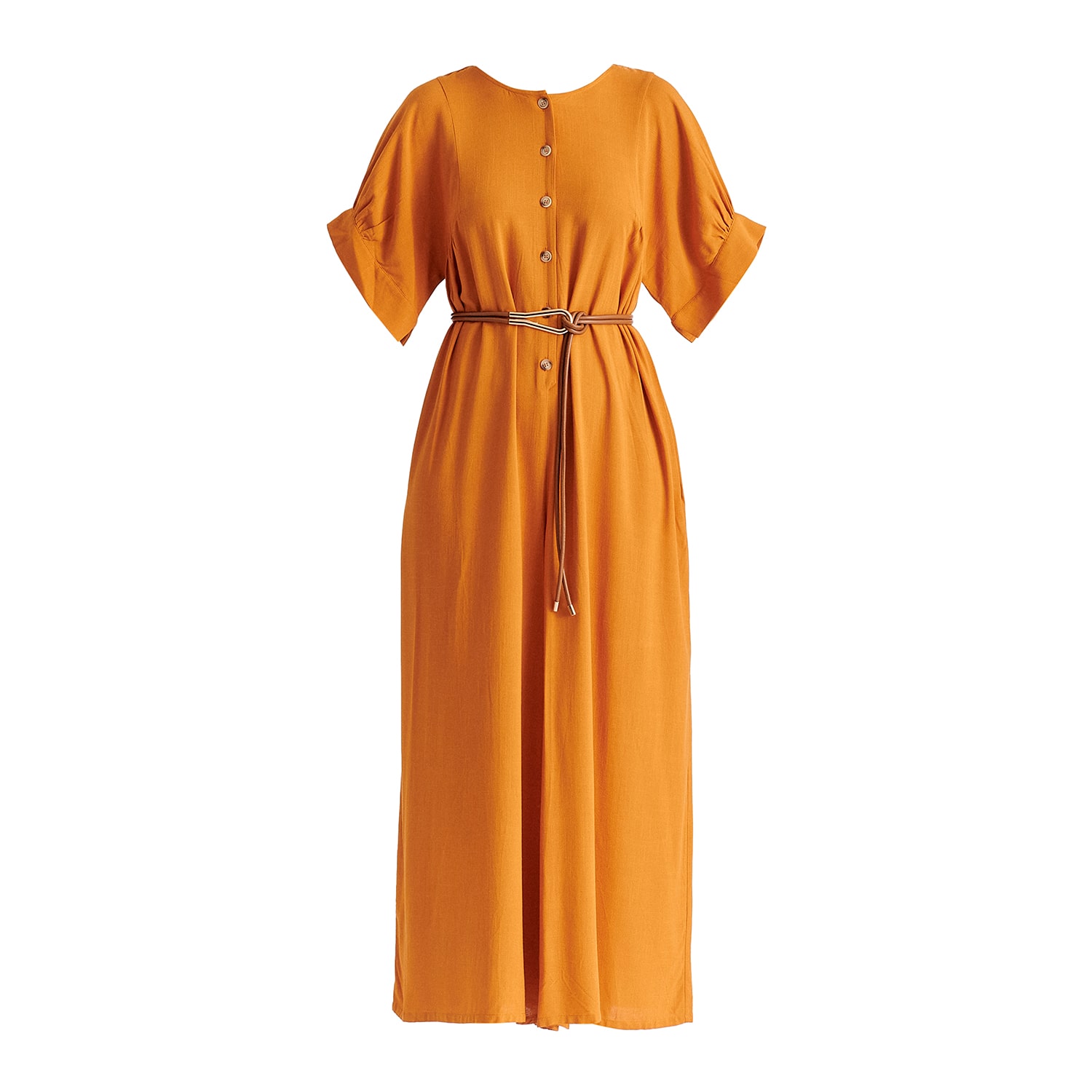 Paisie Women's Yellow / Orange Relaxed Fit Wide Leg Jumpsuit With Belt In Ochre Yellow