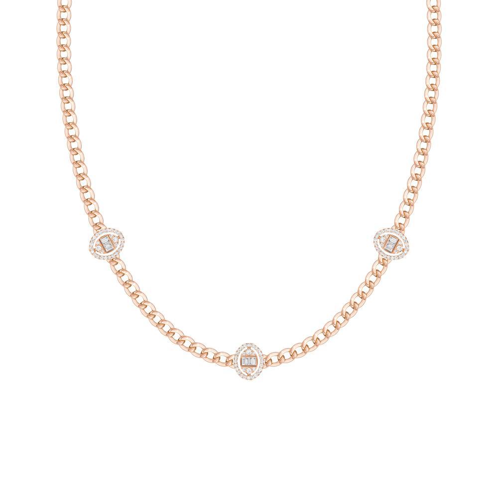 Women’s Rose Gold Quwa Three Oval Necklace Samra Jewellery