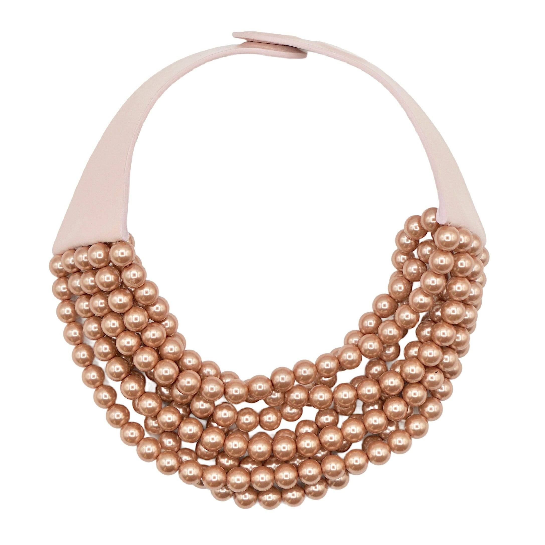 Women's Pink Bella Glass Pearl Summer Rose Necklace | Fairchild Baldwin