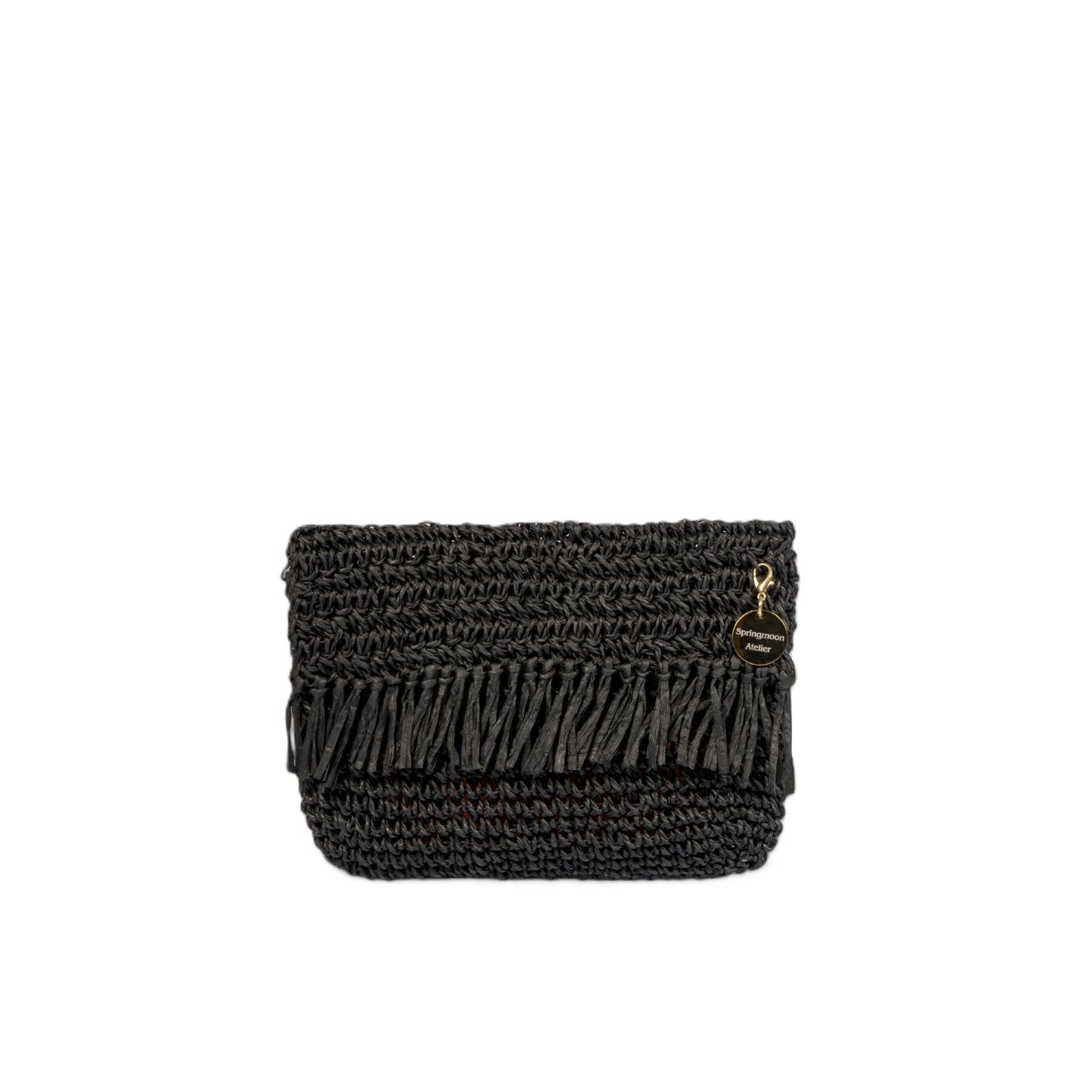Springmoonatelier Women's Mini Black Paper String Crocket Handbag In Black
