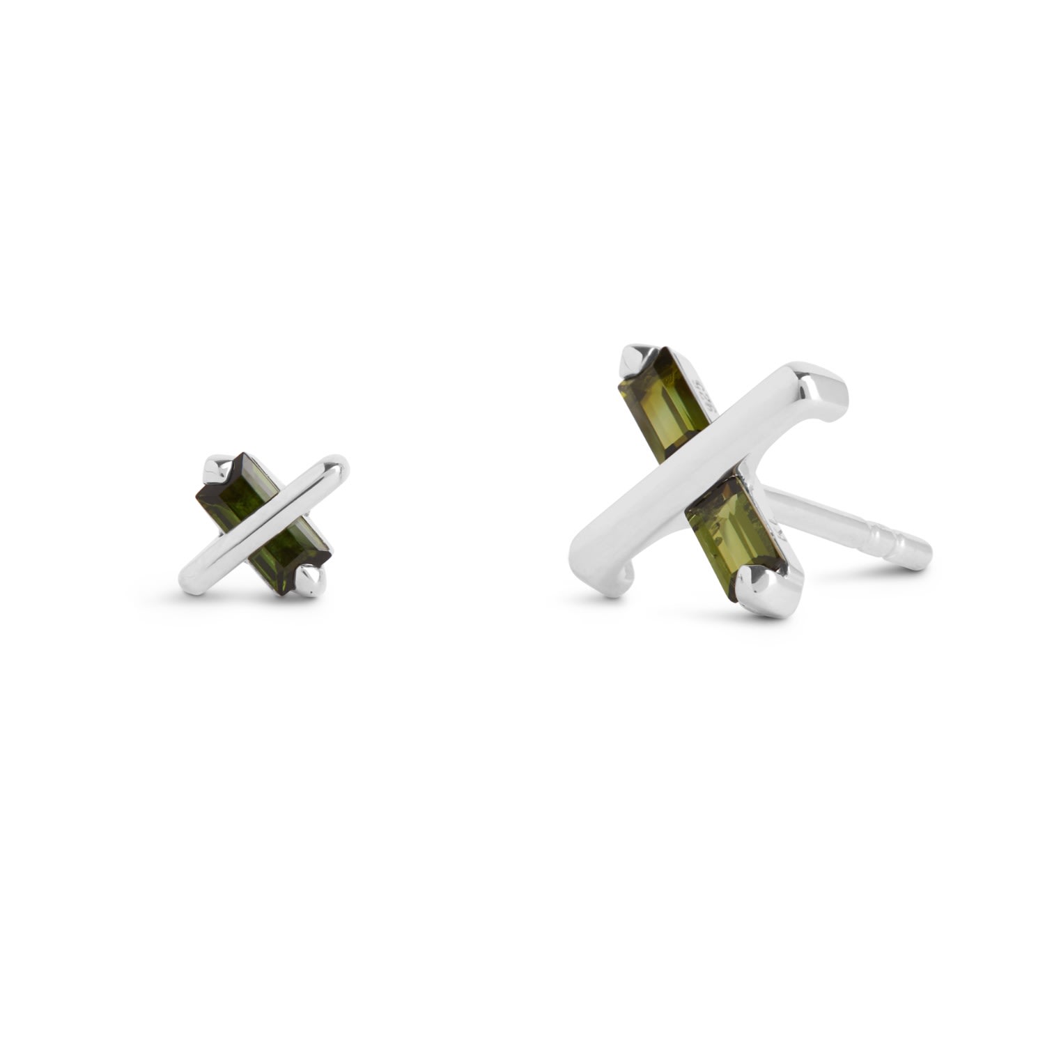 Kasun Women's Green / Silver Butterfly Kiss Earrings - October - Tourmaline - Silver