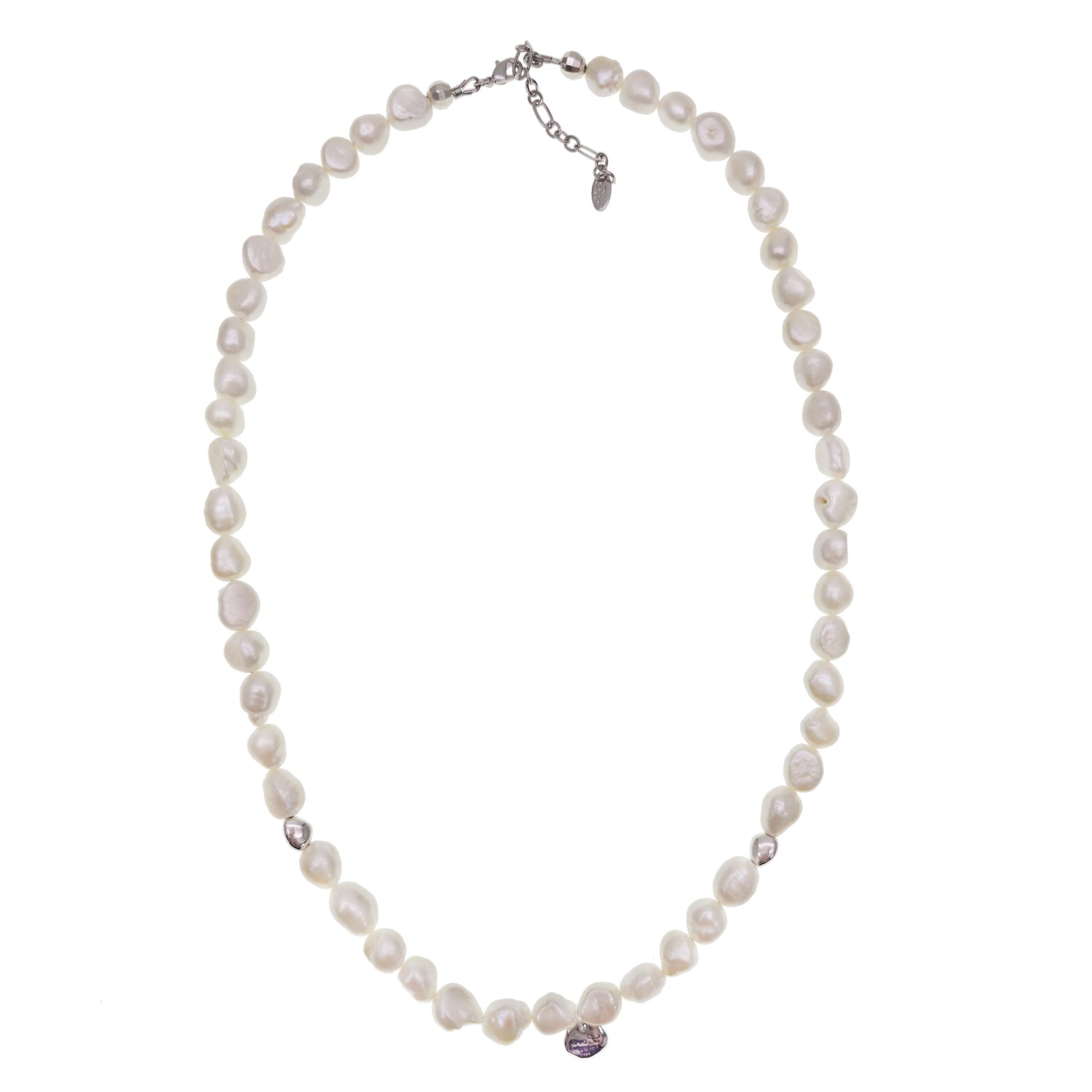 Farra White Freshwater Pearls With Sterling Silver Pendant Men's Necklace