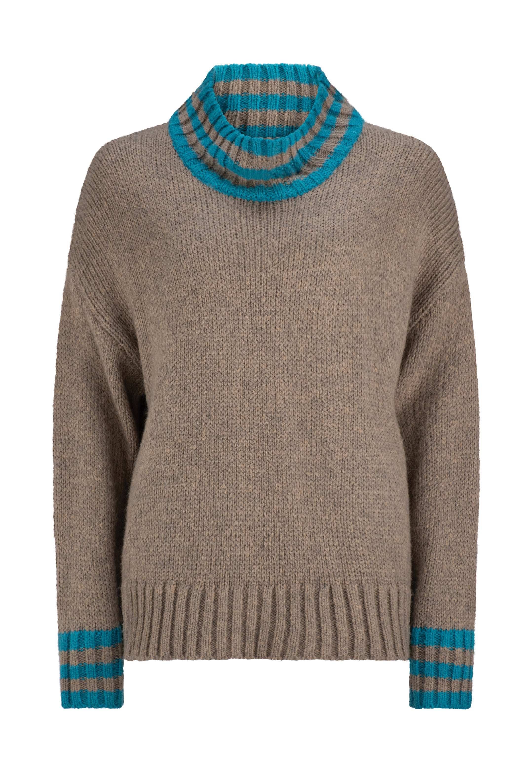 Dref By D Women's Brown Desire Sweater - Dark Grey / Aqua In Multi
