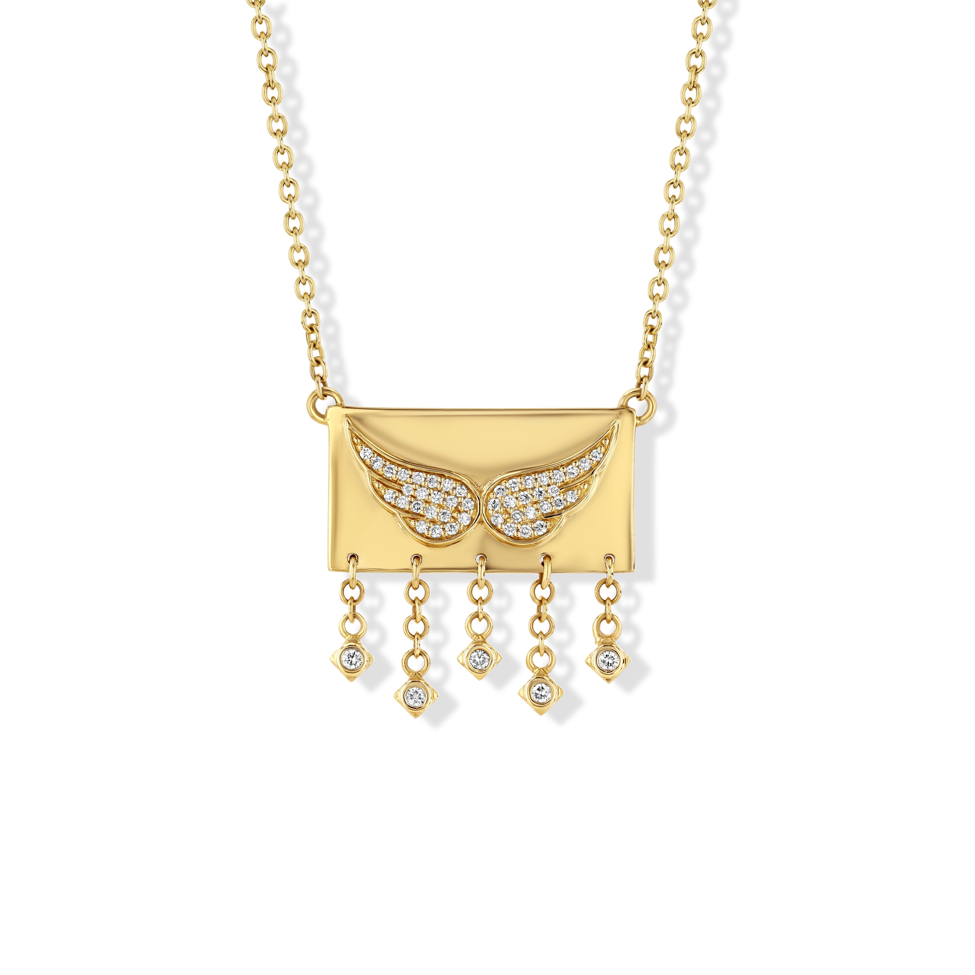Jewelbird Women's Gold Angel Wing Diamond Necklace