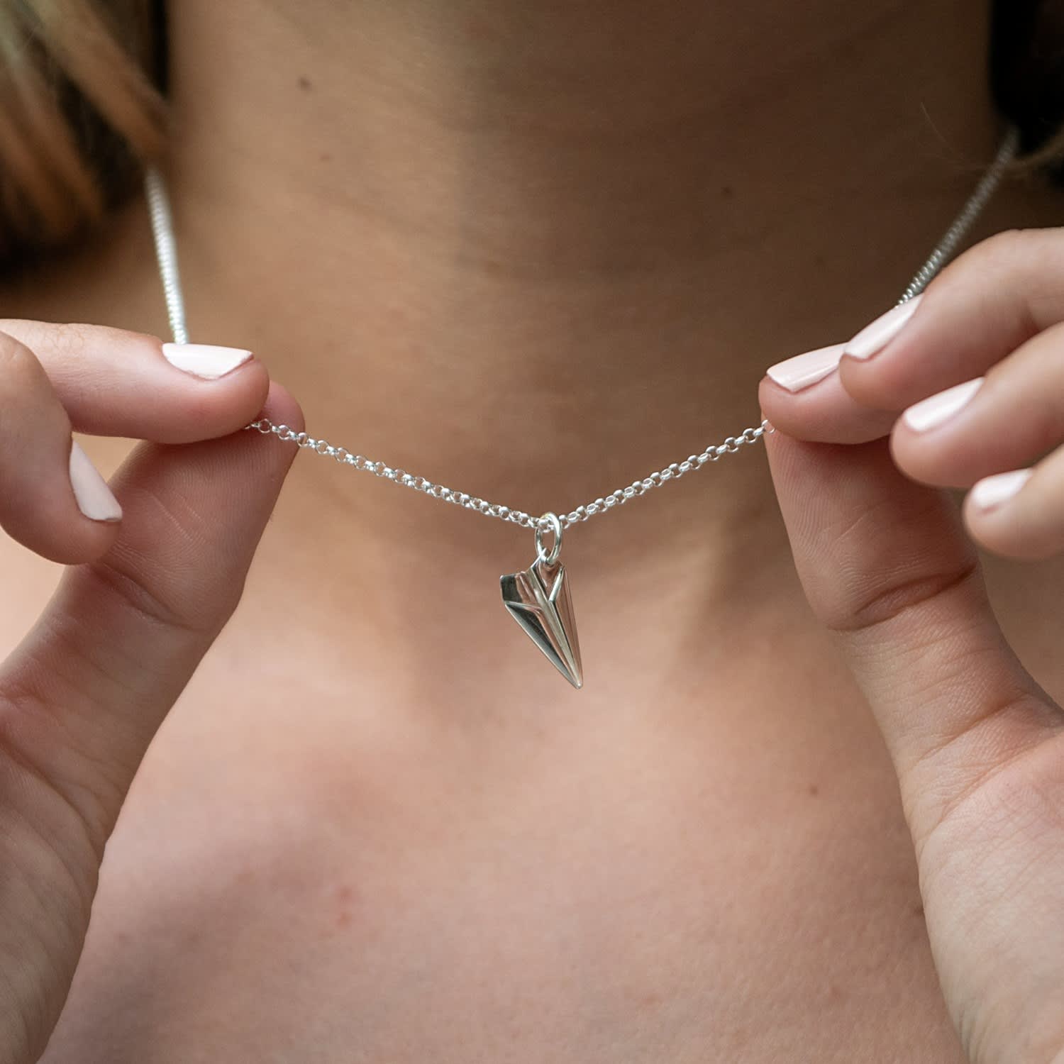 Silver Paper AirPlane Necklace / Origami Necklace/ Airplane Necklace