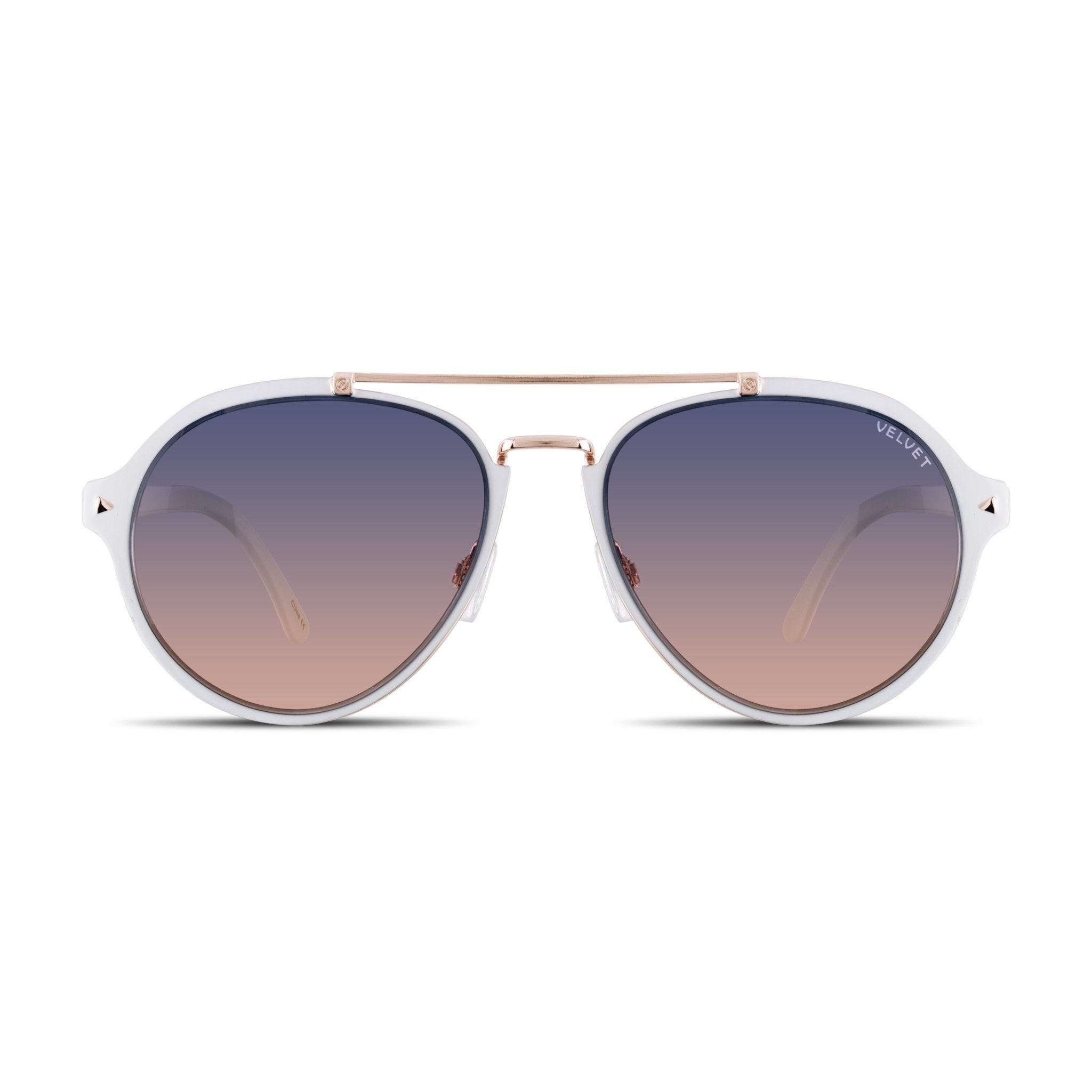 Velvet Eyewear Women's  Aviator Sunglass Style - Jesse - White