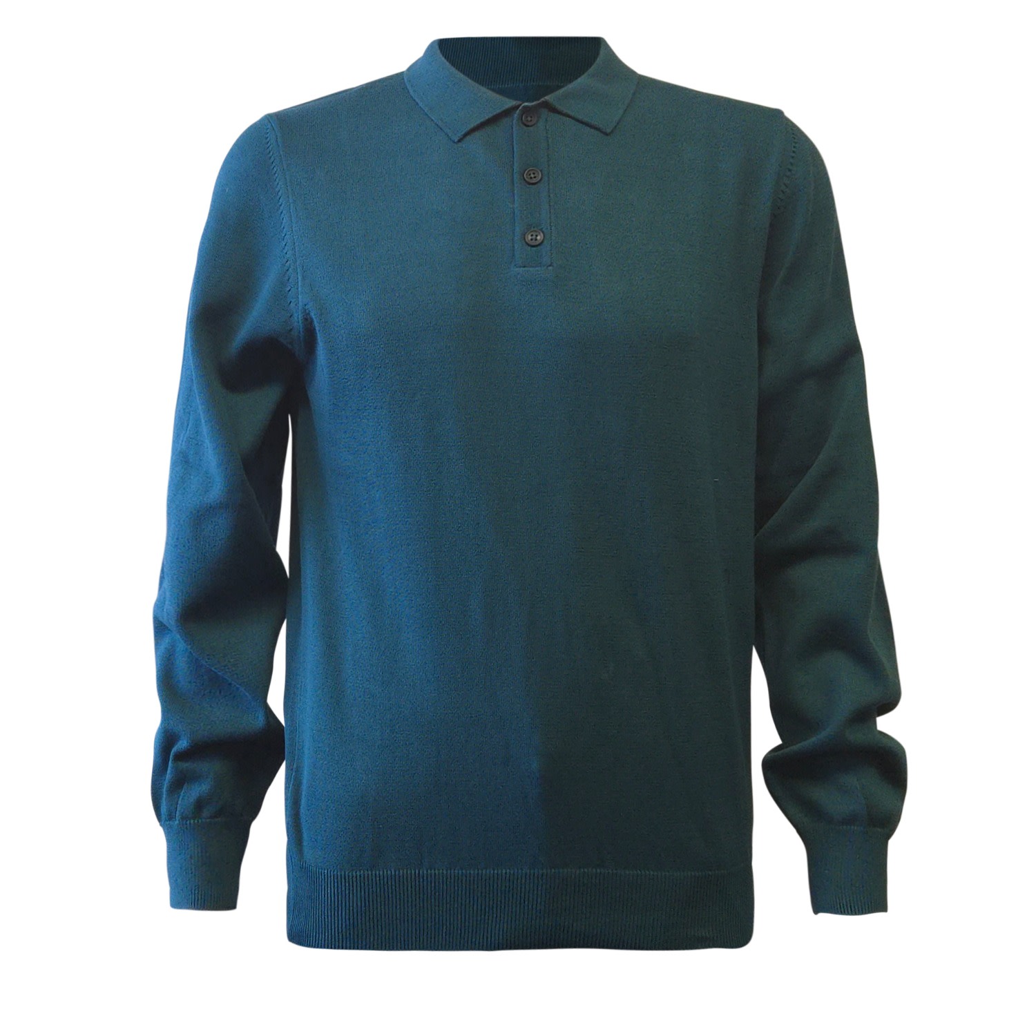 Vustra Men's Blue Teal Premium Sweater Knit Long Sleeve Polo In Black