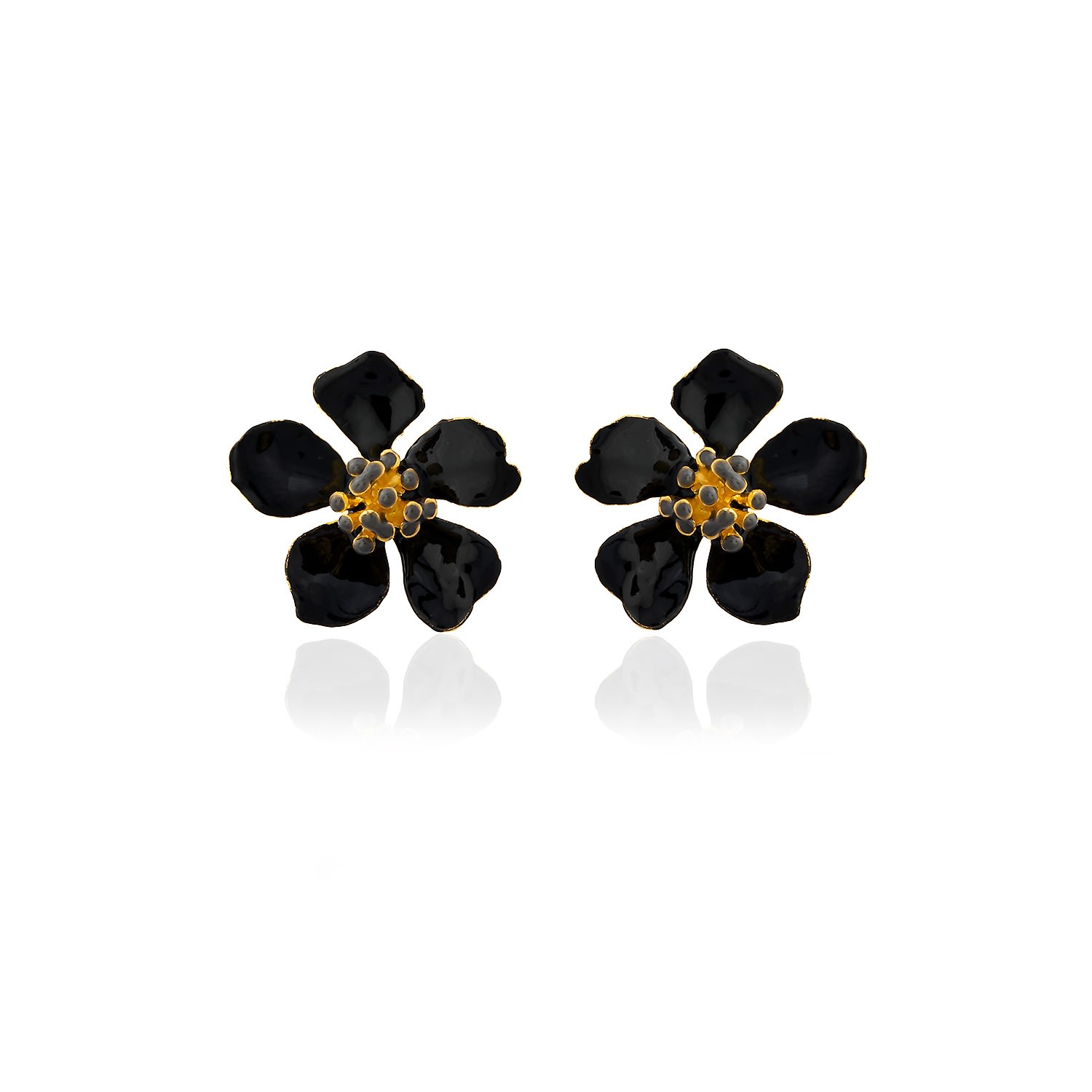 Women’s Black Cherry Blossom Flower Earrings Milou Jewelry