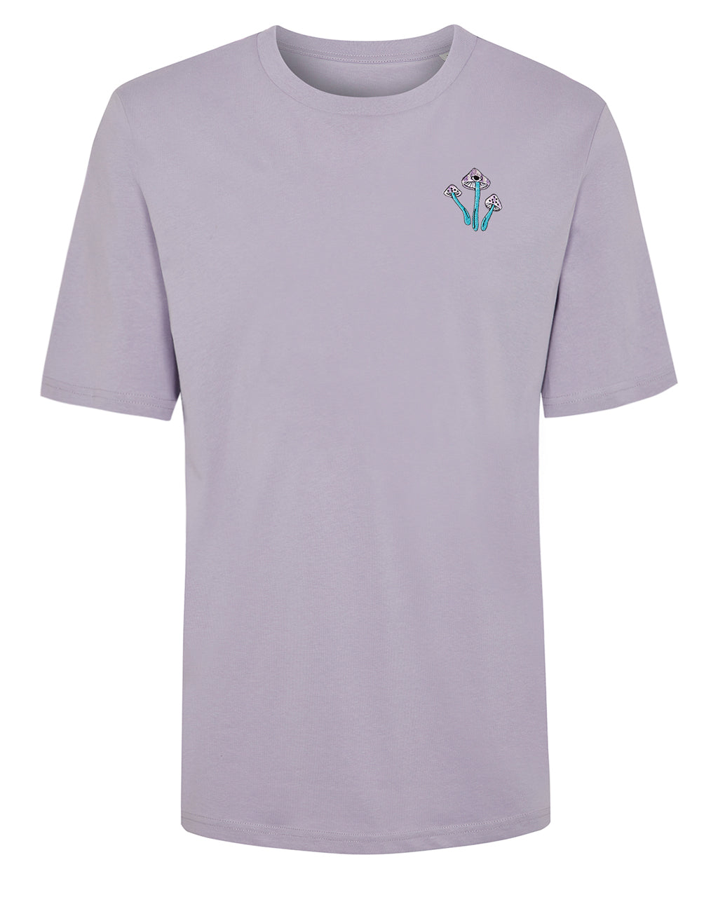 Pink / Purple Fungi Embroidered Organic Cotton T-Shirt Lilac Women Extra Large Ingmarson