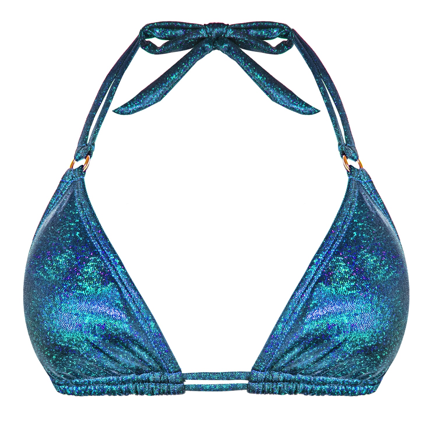 Women&rsquo;s Blue Eden Triangle Bikini Top - Glitter Aqua | XXL | Enez Swim