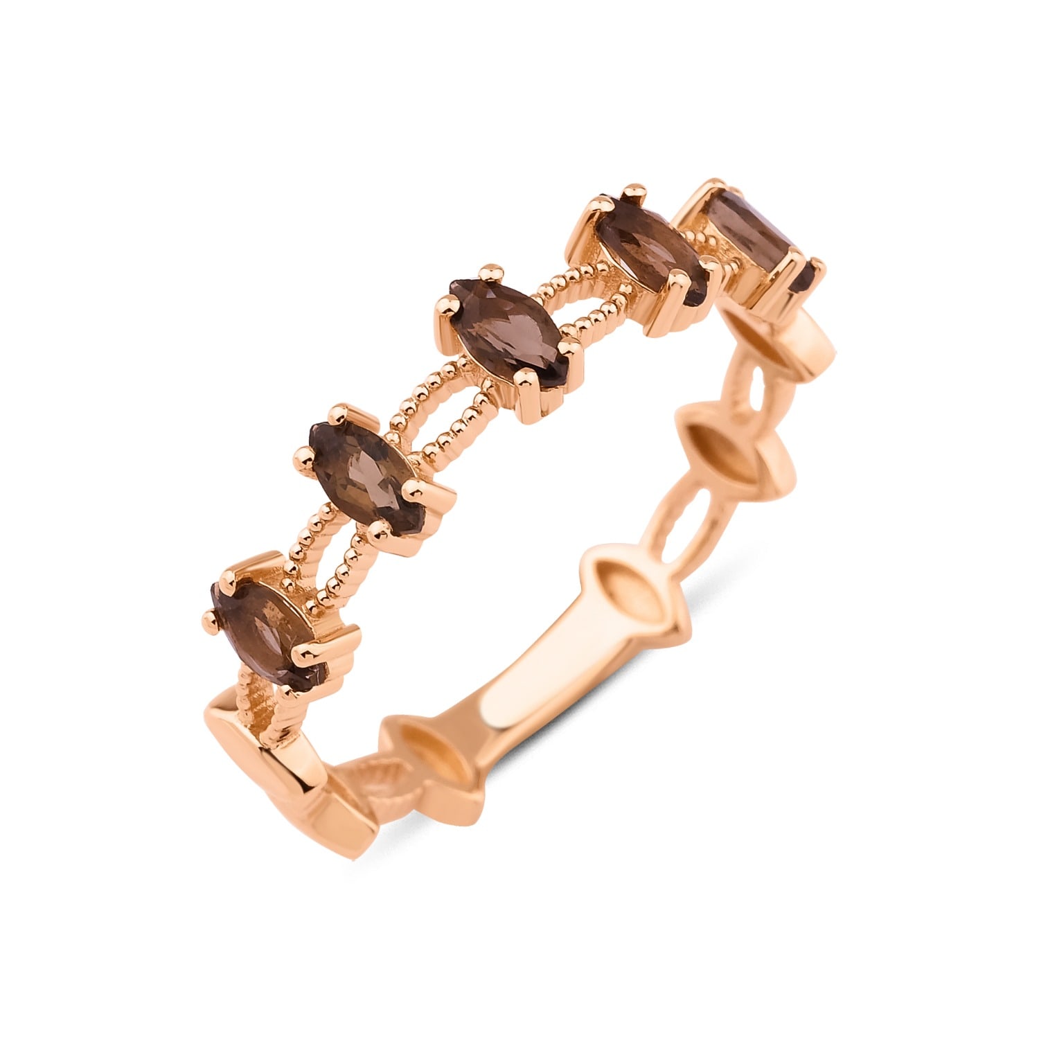 Melez Mini Atelier Women's Gold / Rose Gold / Brown Vera Kofi Ring - Solid Rose Gold With Smoky Crystals