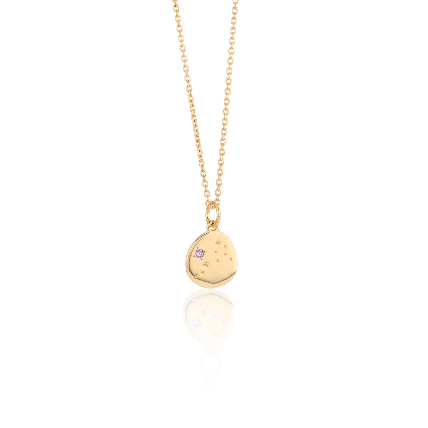 Auree Jewellery Women's Pink / Purple Inari Zodiac Aquarius Gold Vermeil Necklace
