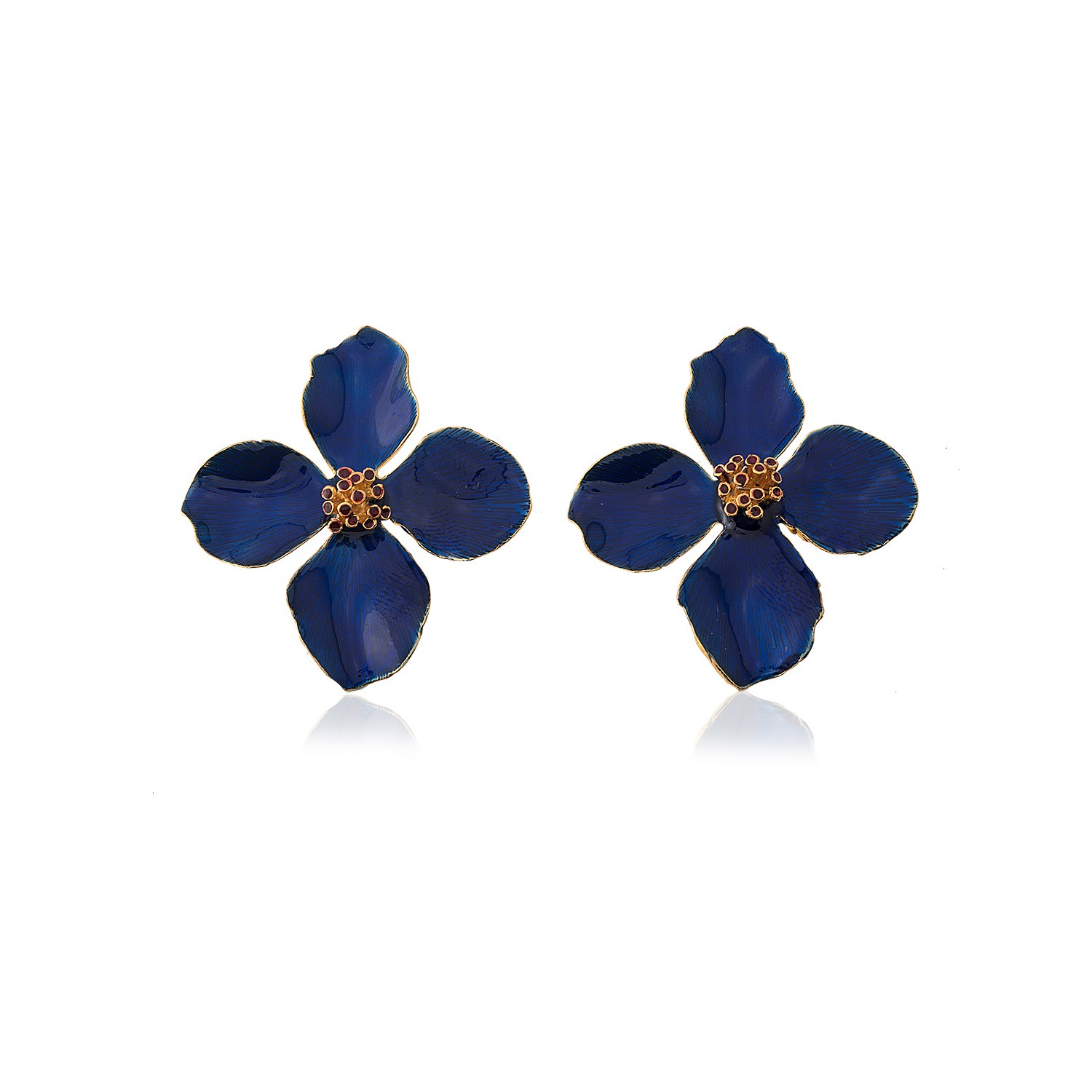 Milou Jewelry Women's Navy Blue Clover Flower Earrings In Blue